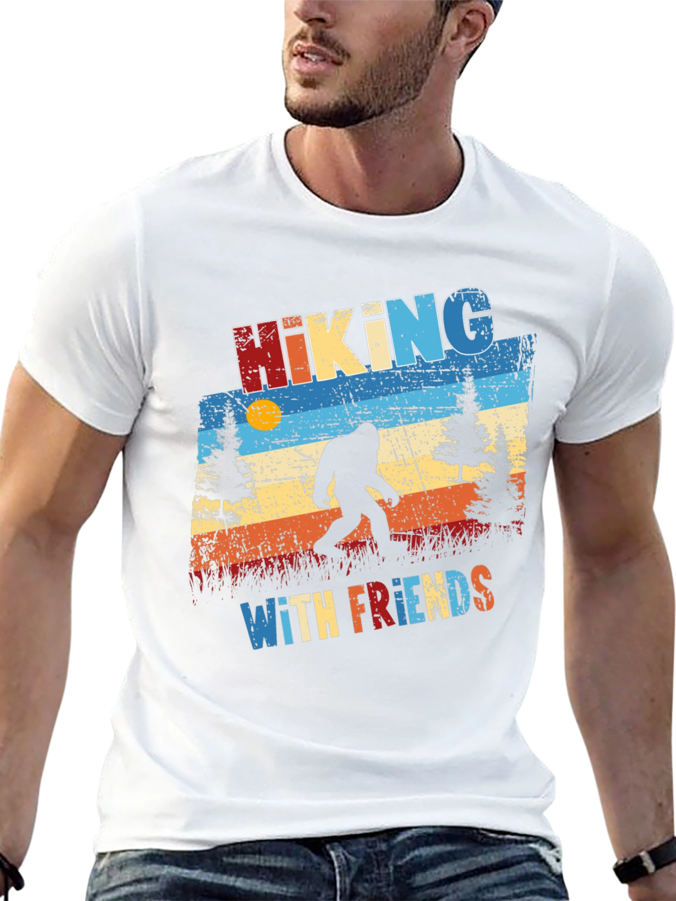 Hiking with Friends T-Shirt - Bigfoot Silhouette
