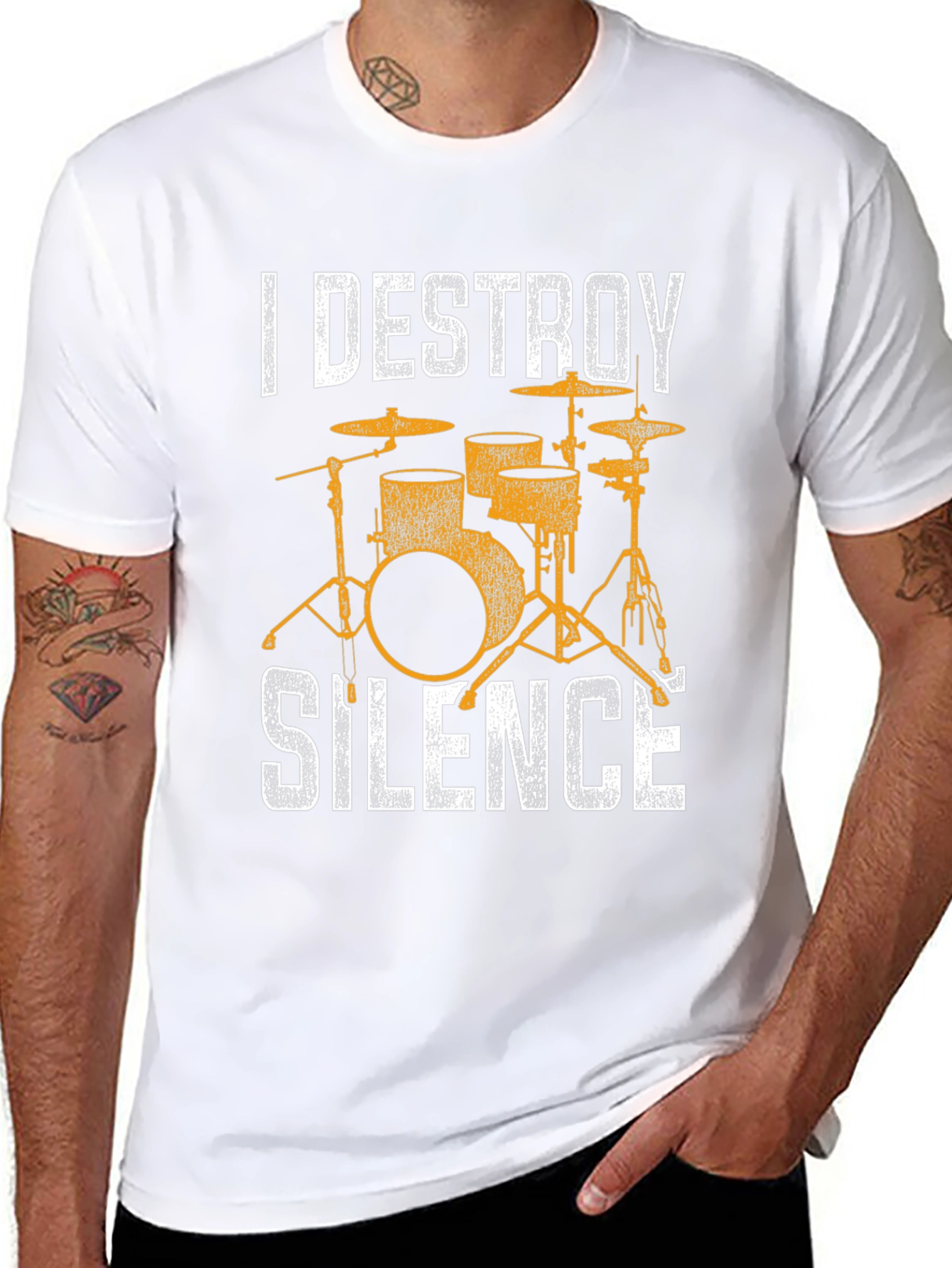 I Destroy Silence T-Shirt - Drum Set Design
