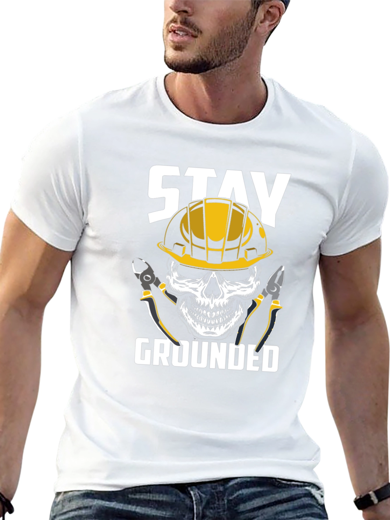 Stay Grounded Electrician Skull Graphic Tee