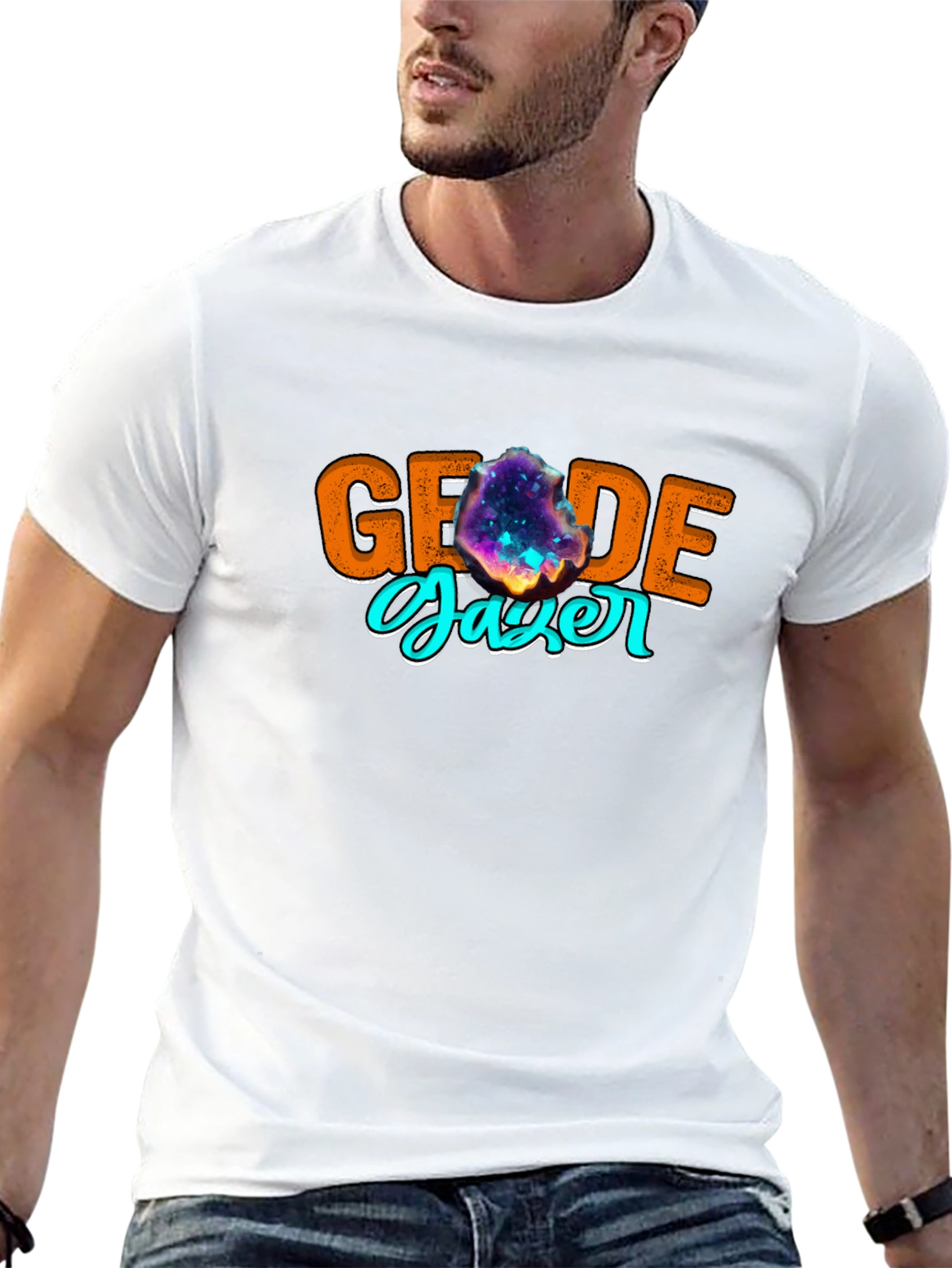 Geode Gazer Graphic Tee - Black Cotton T-Shirt