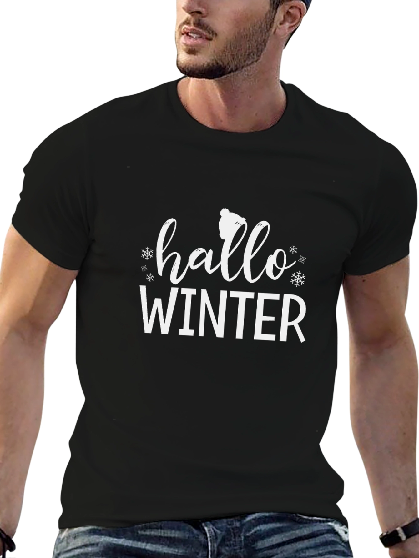 Hello Winter Graphic Tee - Cozy Holiday Shirt