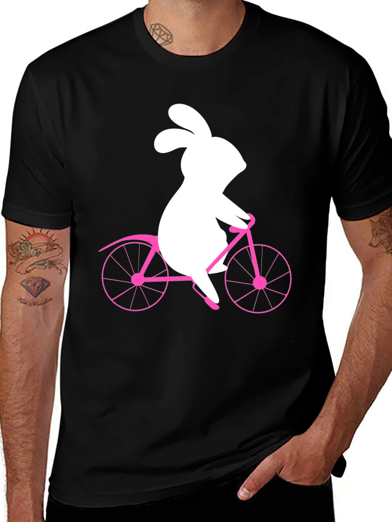 Bunny on Bike Graphic Tee - Black T-Shirt