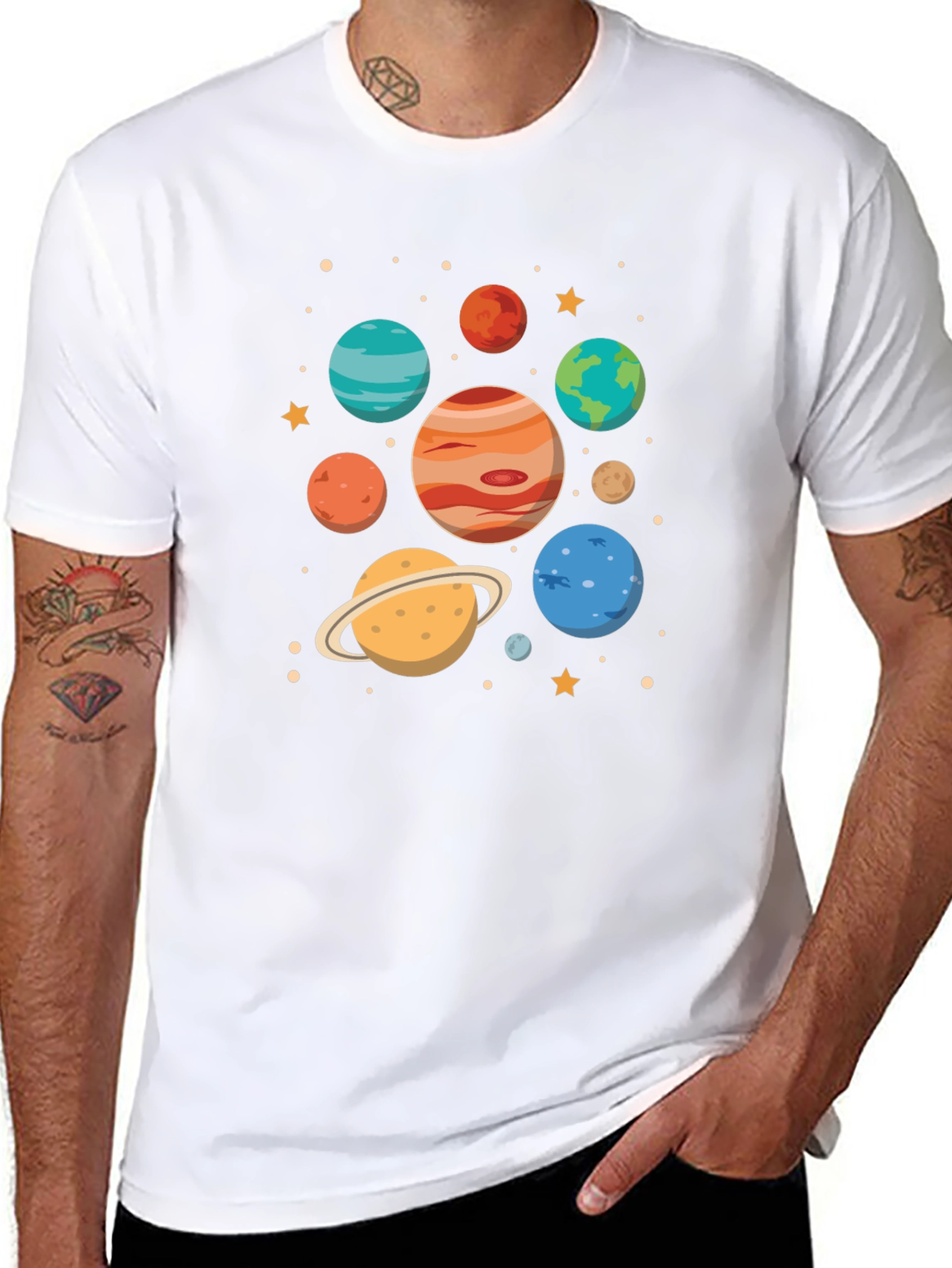 Cosmic Planets Graphic Tee - Black