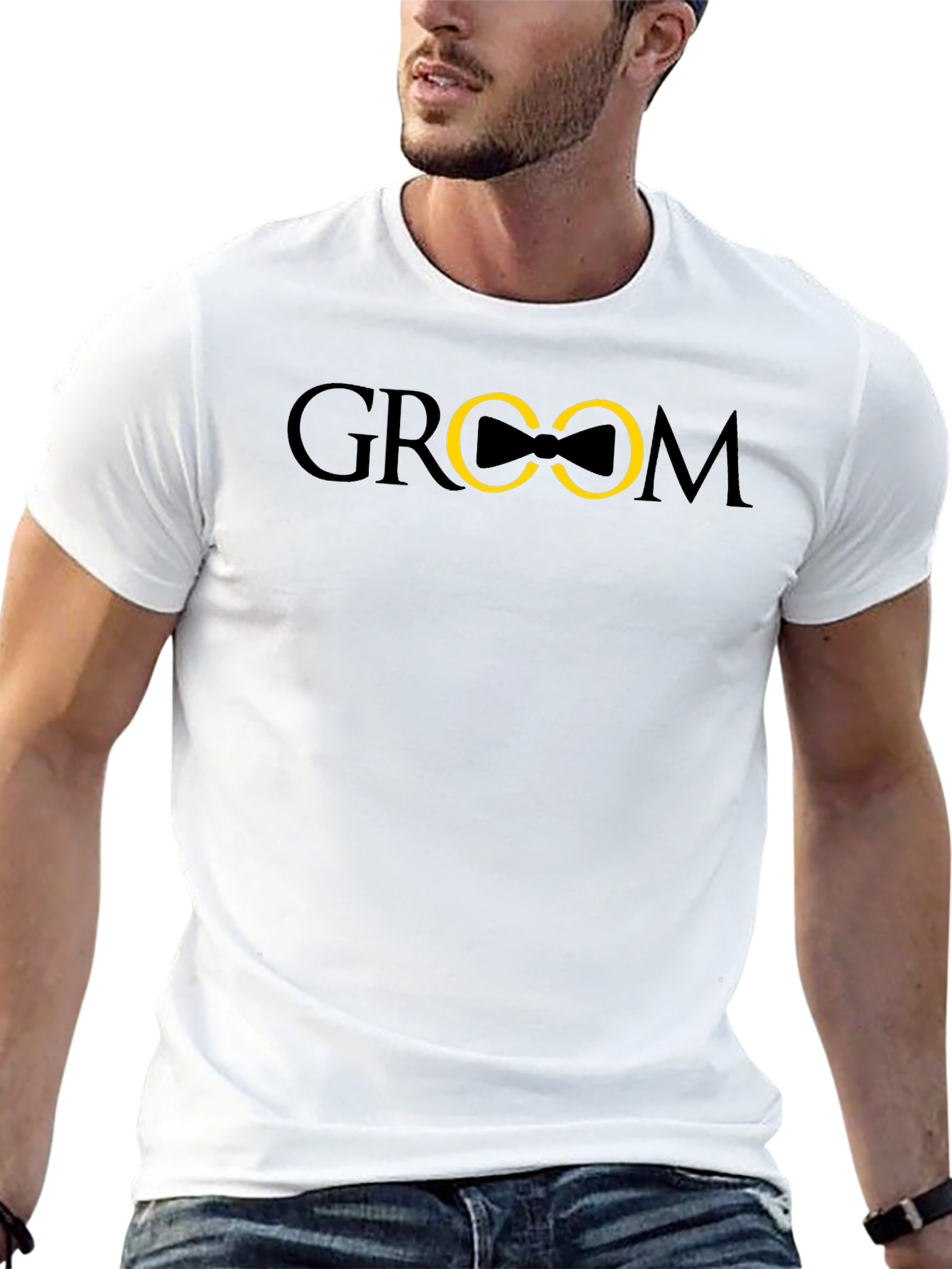 Groom Bowtie Graphic T-Shirt - Black