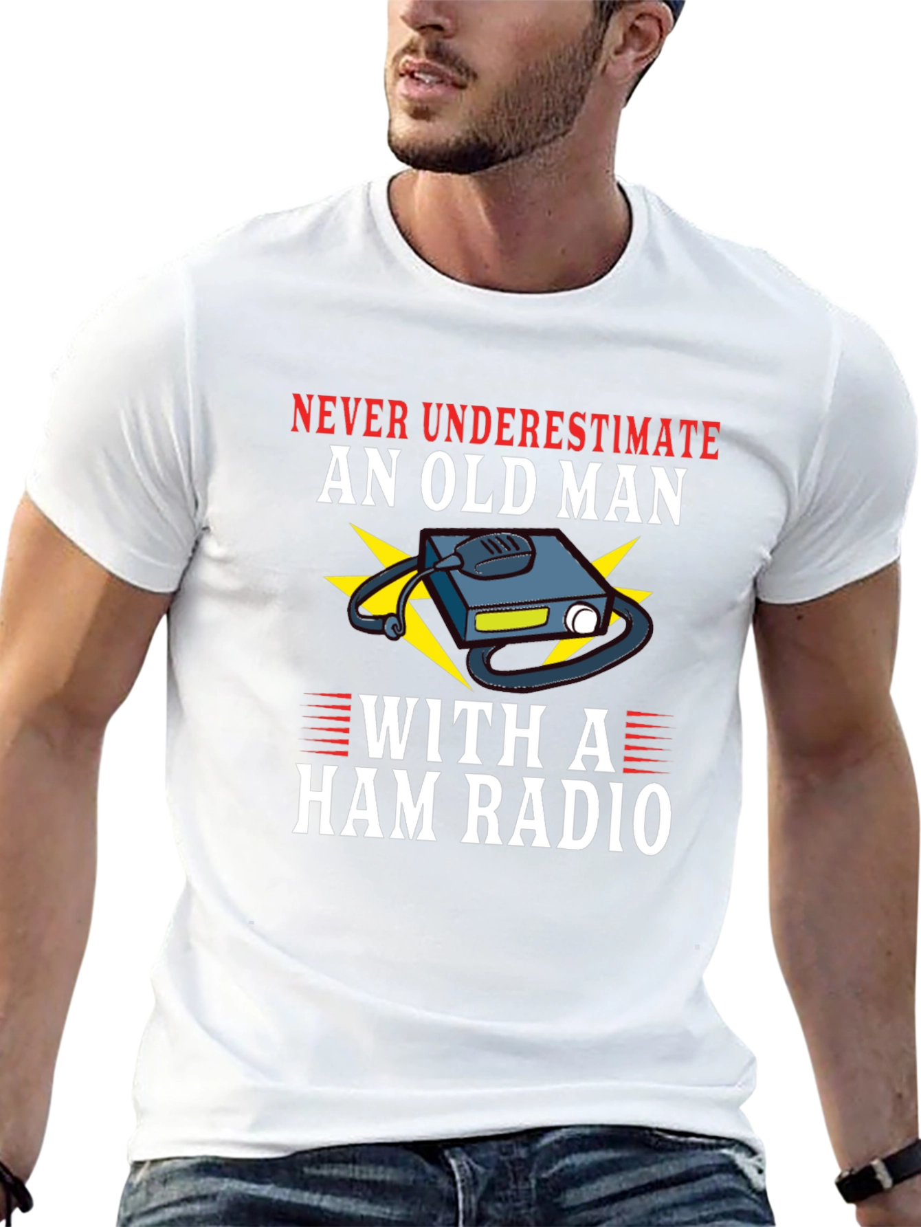 Never Underestimate Ham Radio Old Man T-Shirt