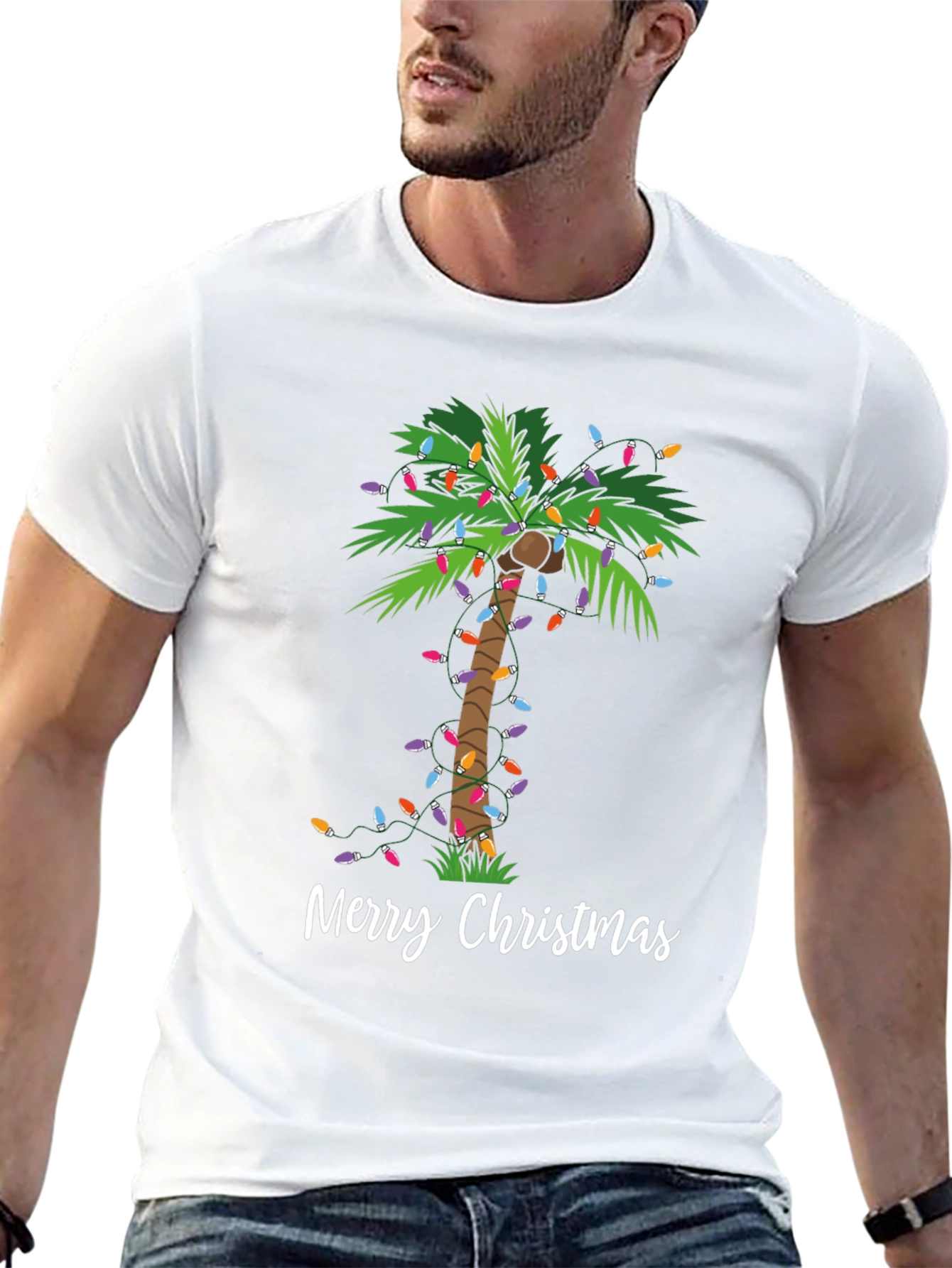 Festive Christmas Palm Tree Graphic Tee