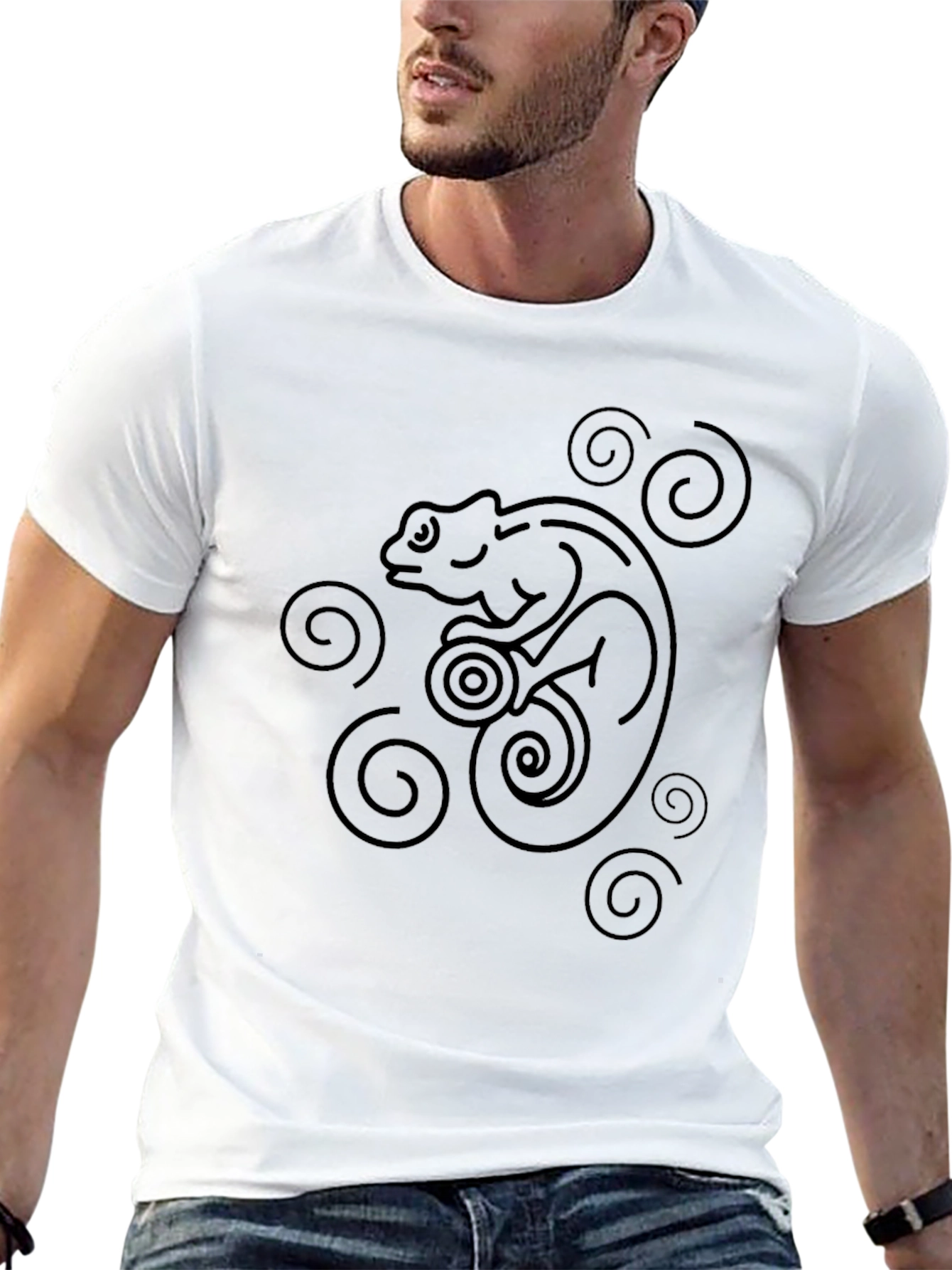 Chameleon Graphic Tee - Stylish Black T-Shirt