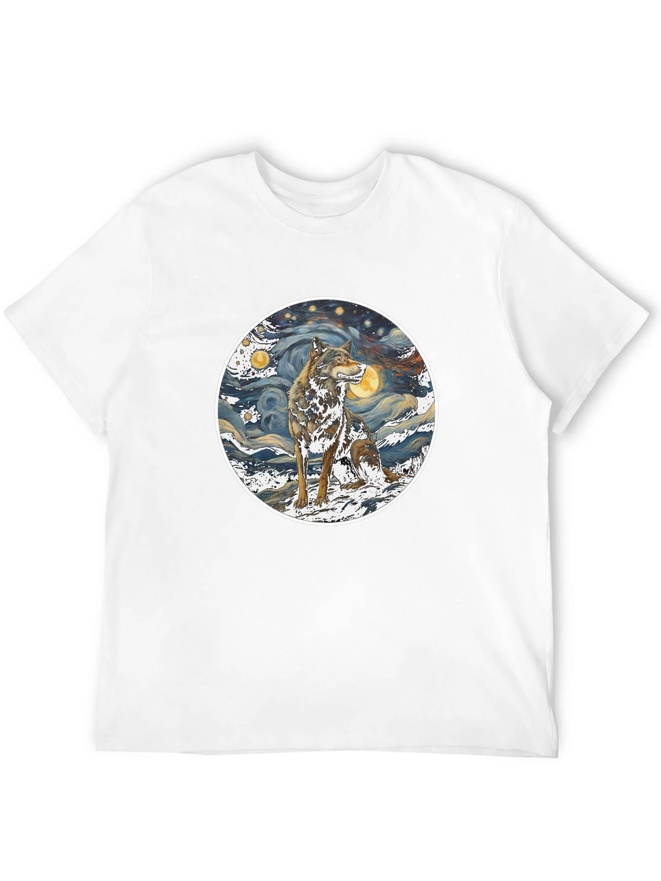 Wolf Starry Night Graphic Tee