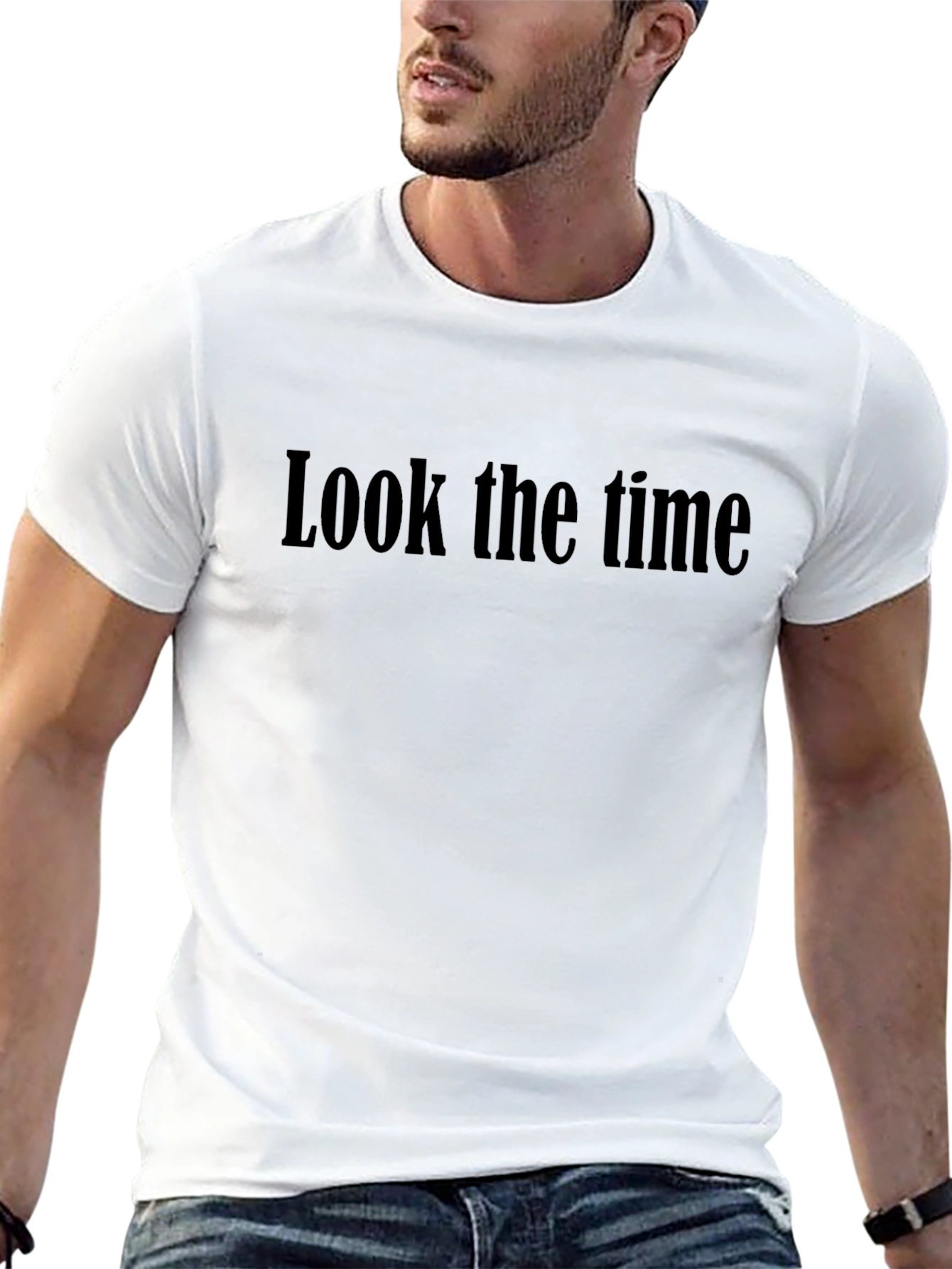 Look the Time Black Graphic Tee Casual