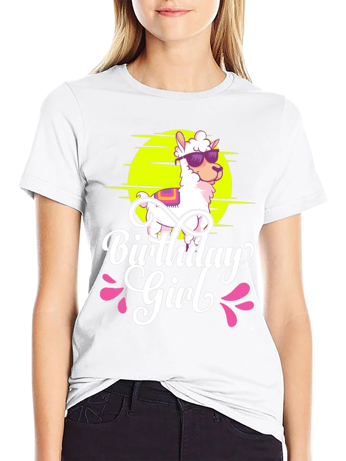 Birthday Girl Llama Graphic T-Shirt