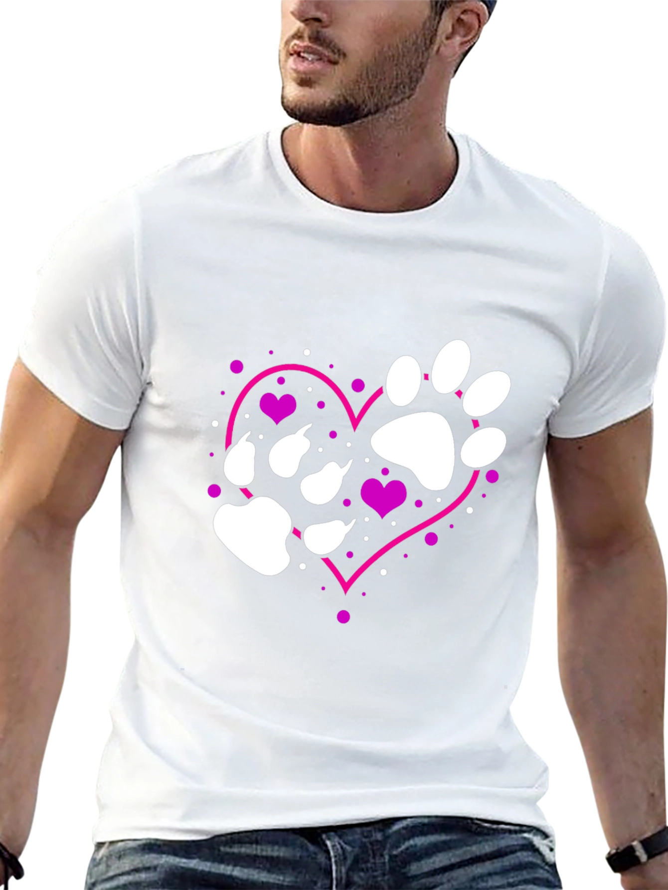 Paw Print Heart T-Shirt - Dog Lover Tee