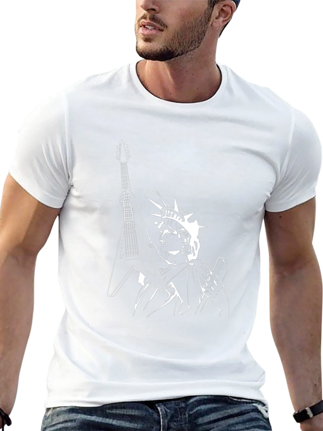 Statue of Liberty Guitar T-Shirt - Black