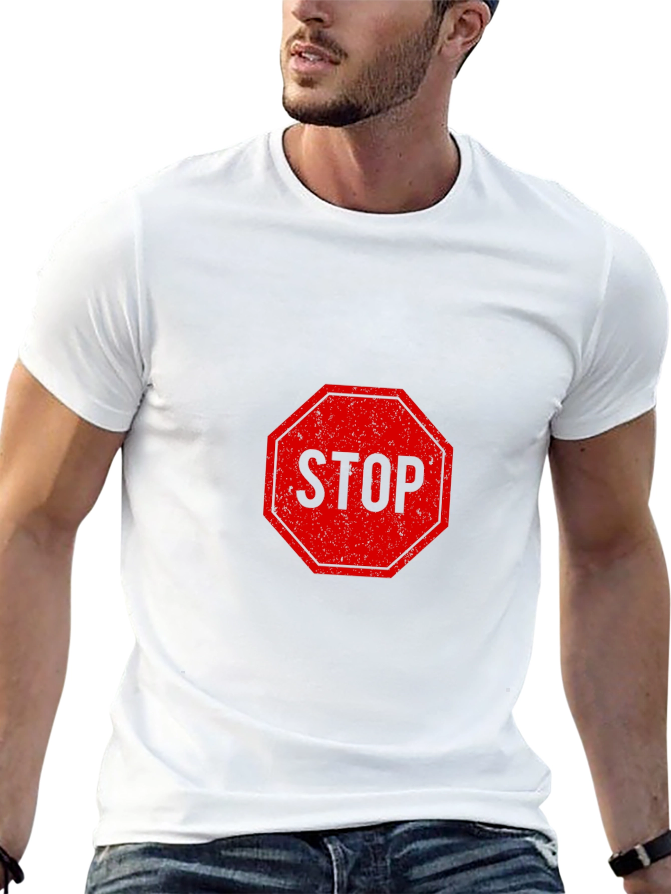 Stop Sign Graphic Tee - Black Short Sleeve