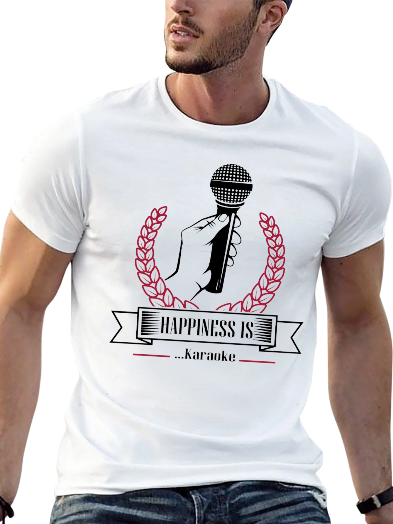 Happiness Karaoke T-Shirt: Black Karaoke Tee