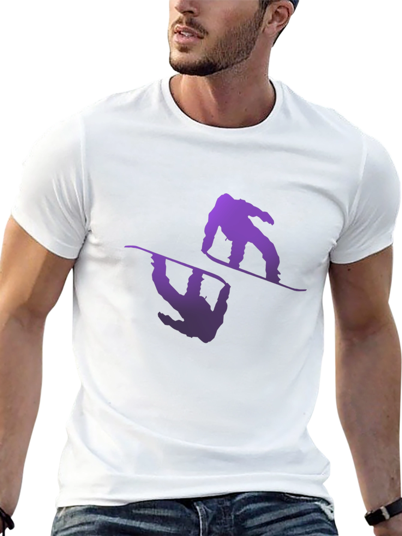 Snowboarder Reflection Graphic Tee - Black