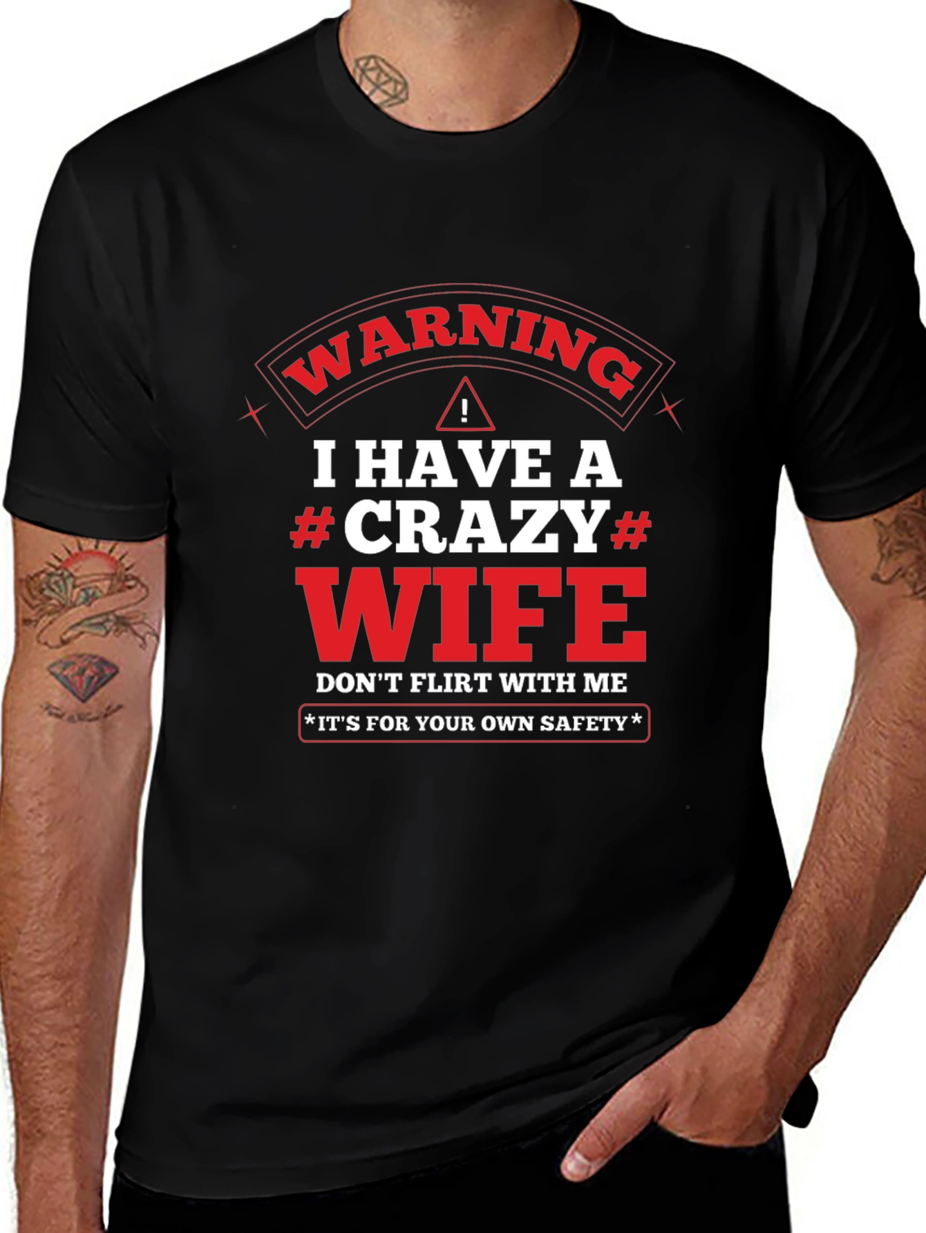 Warning Crazy Wife Mens T-Shirt