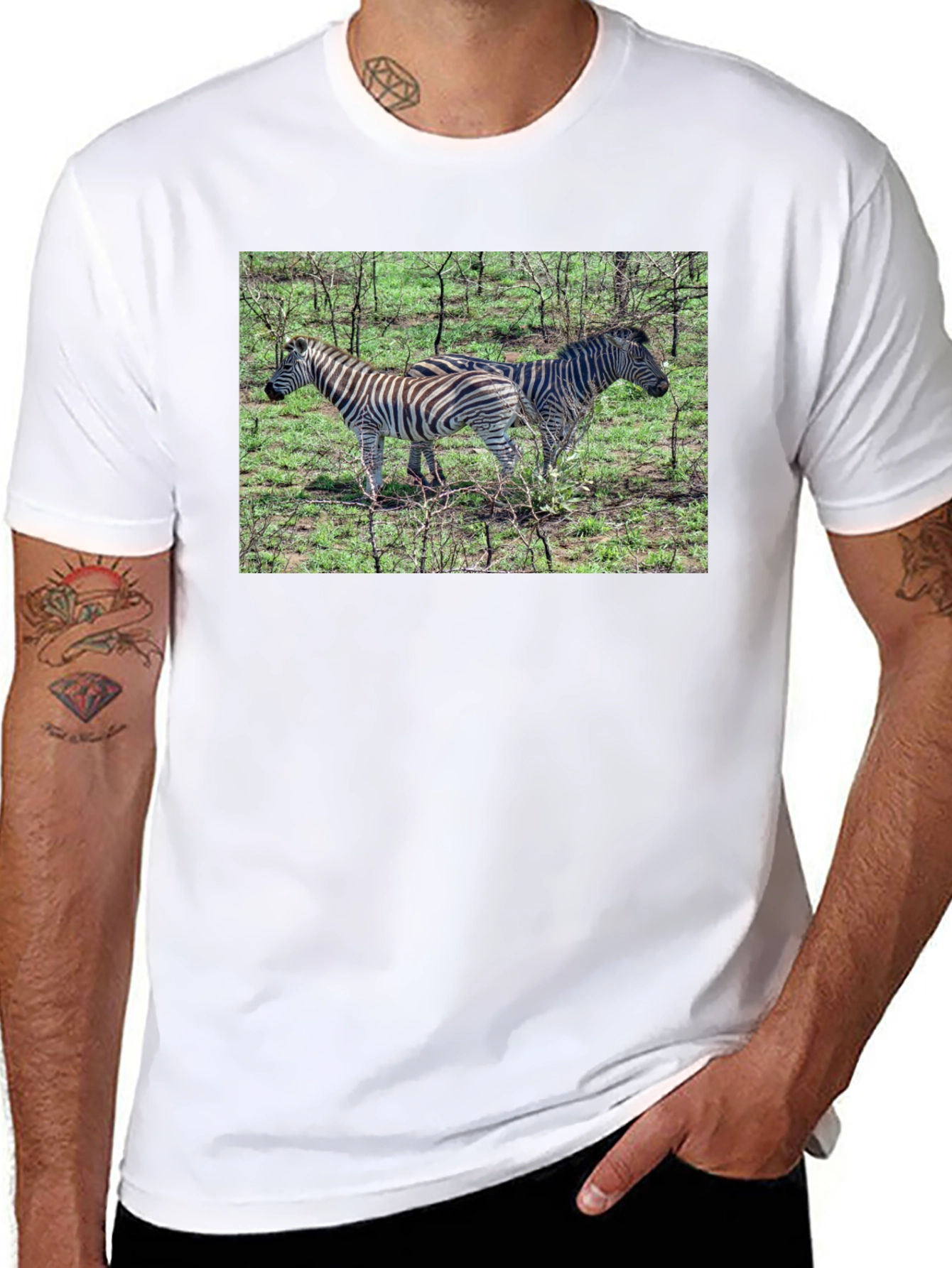 Zebra Print Crew Neck T-Shirt