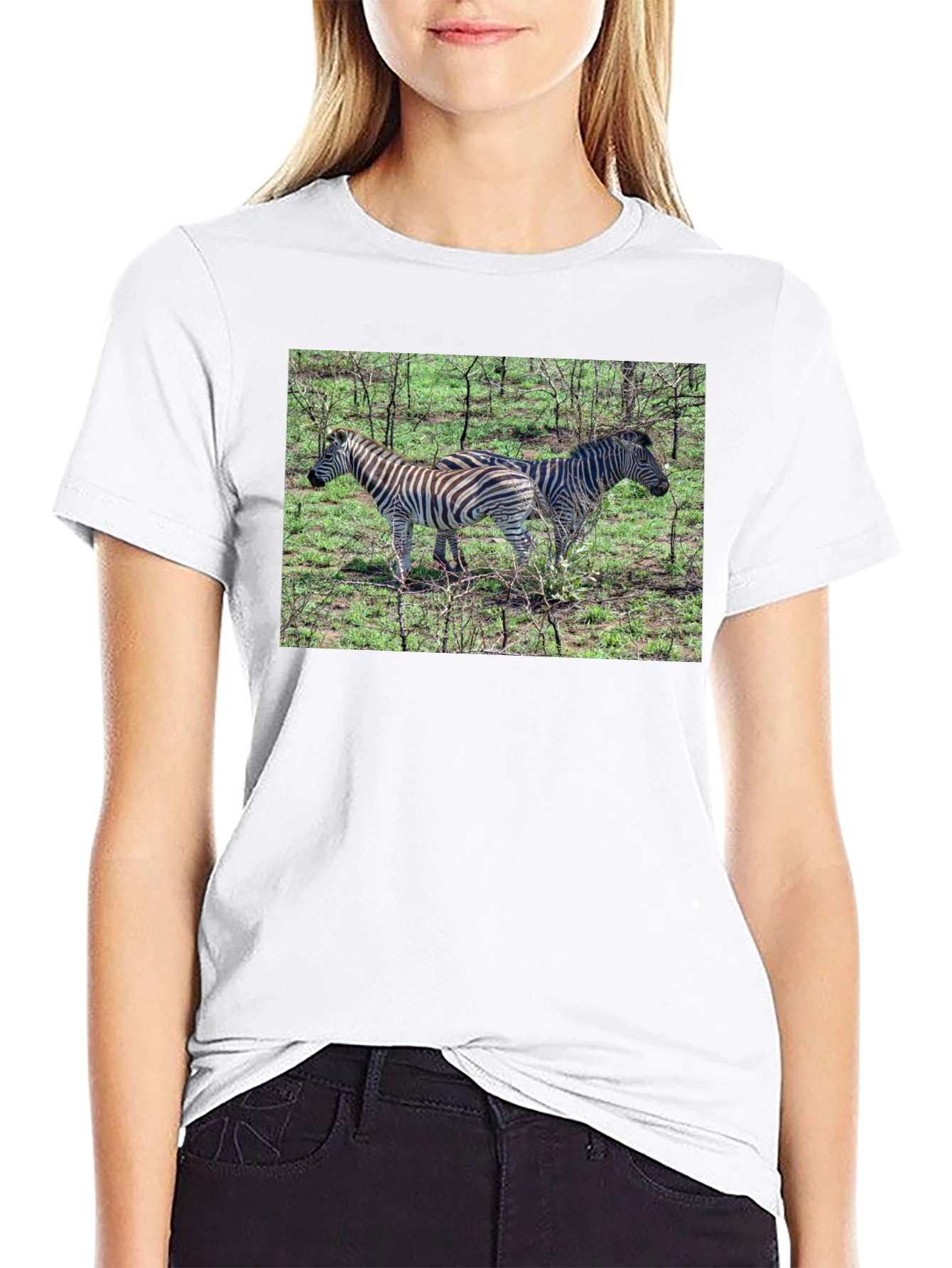 Zebra Print Crew Neck T-Shirt