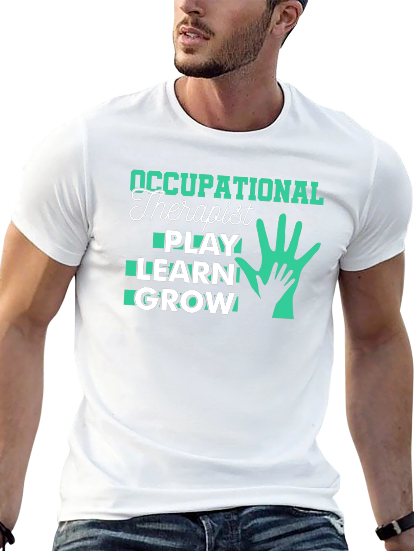 Occupational Therapist Play Learn Grow Black T-Shirt