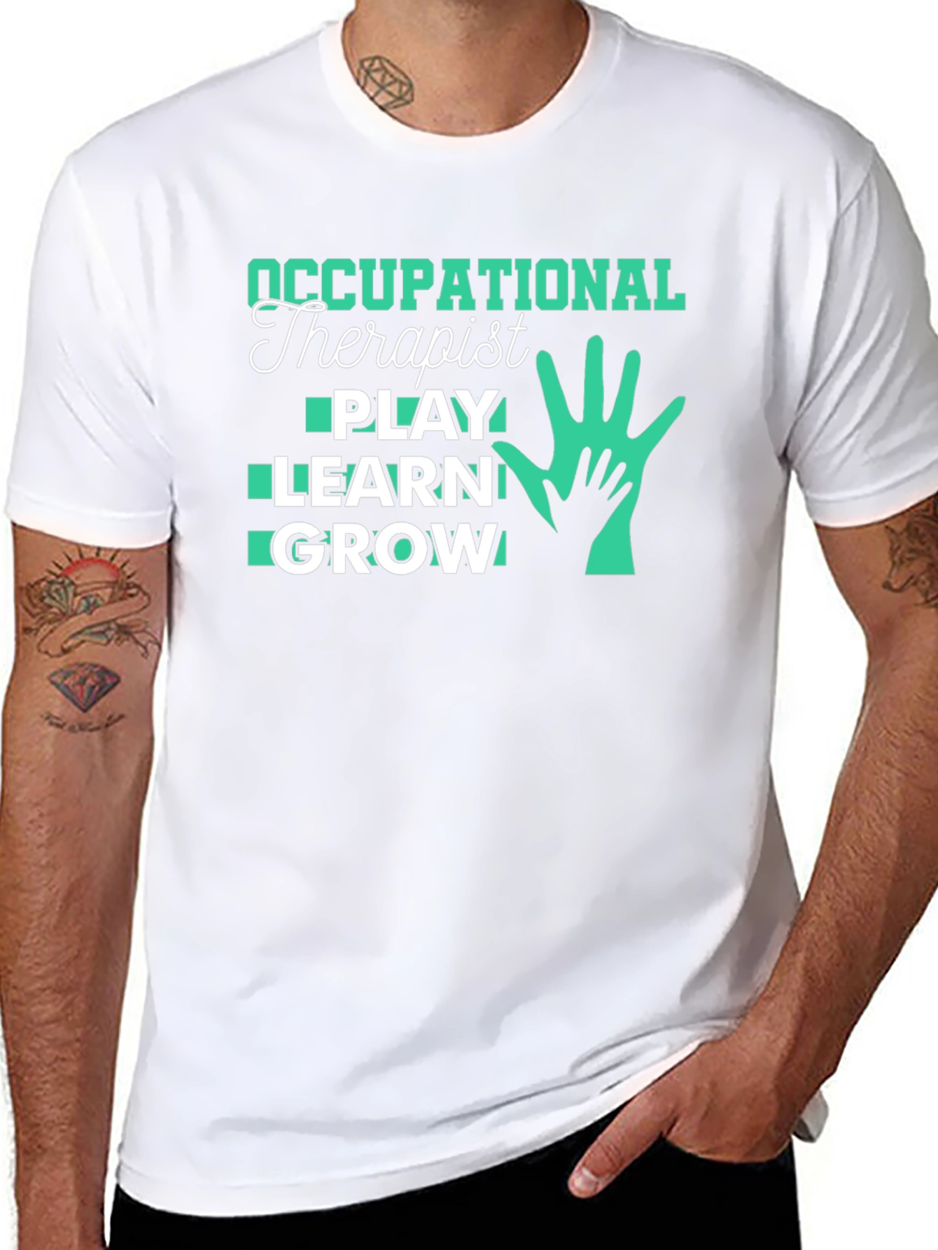 Occupational Therapist Play Learn Grow Black T-Shirt