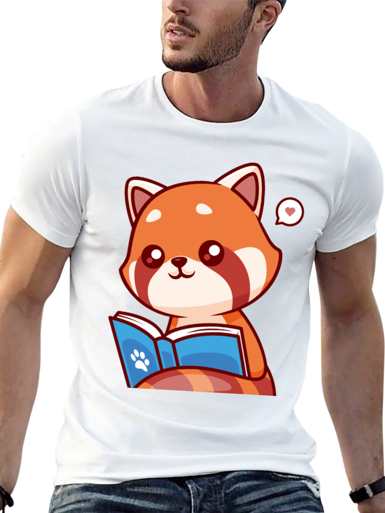 Cute Red Panda Reading Book Graphic Tee