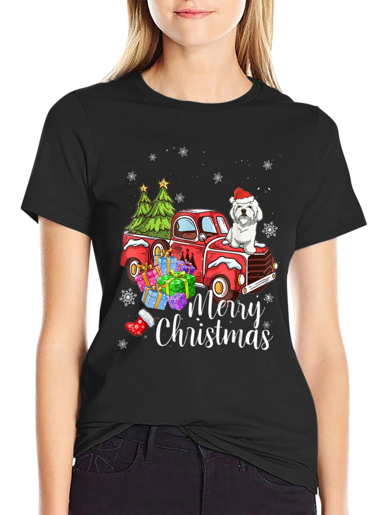 Merry Christmas Dog Truck T-Shirt