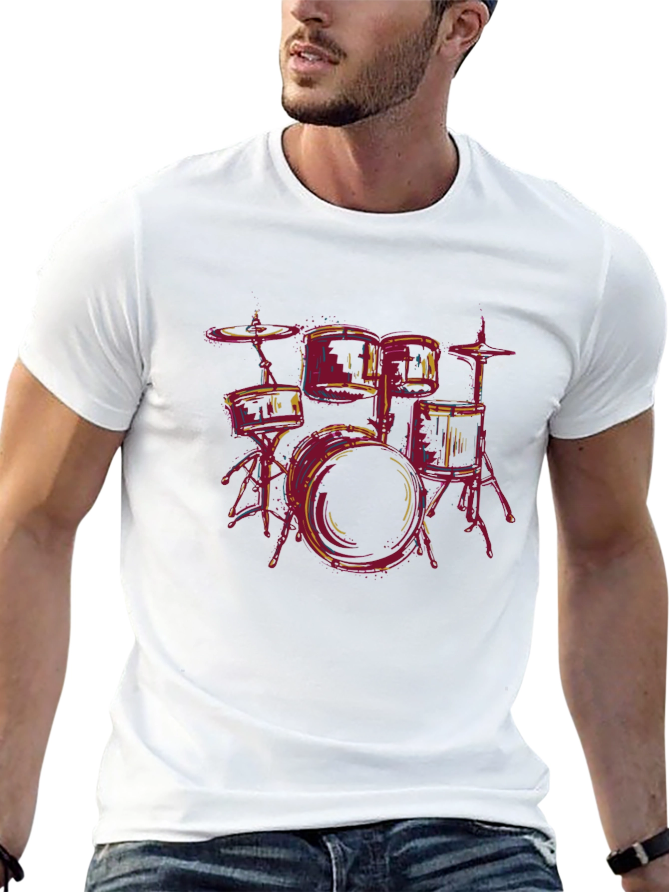 Drum Set Graphic Tee - Music Lover T-Shirt