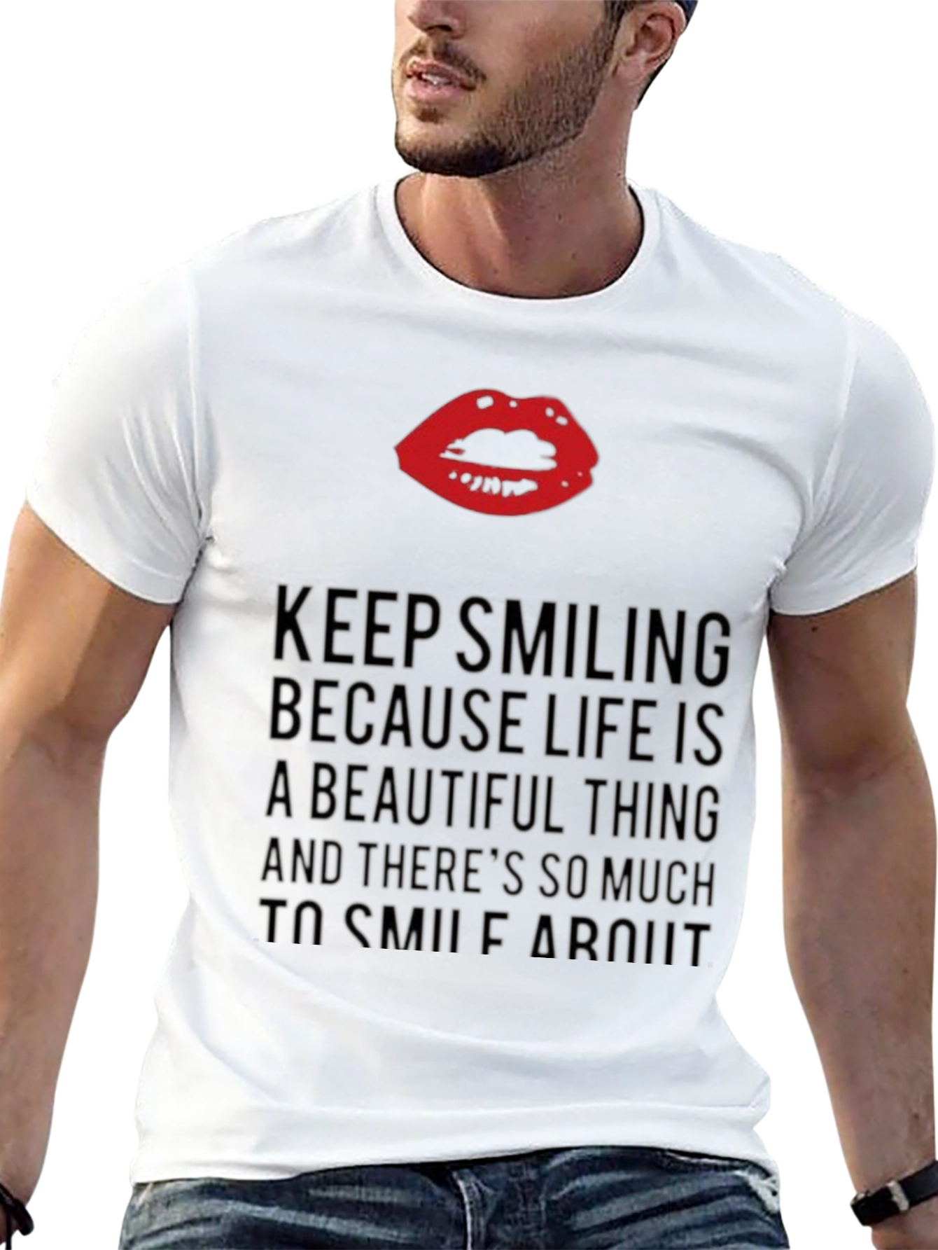 Smile More Black Graphic Tee