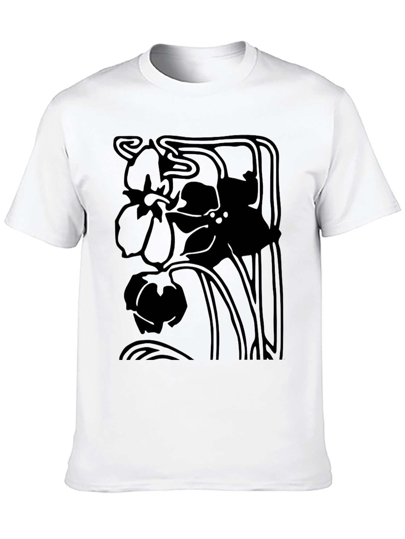 Elegant Black Floral Art Nouveau Graphic Tee