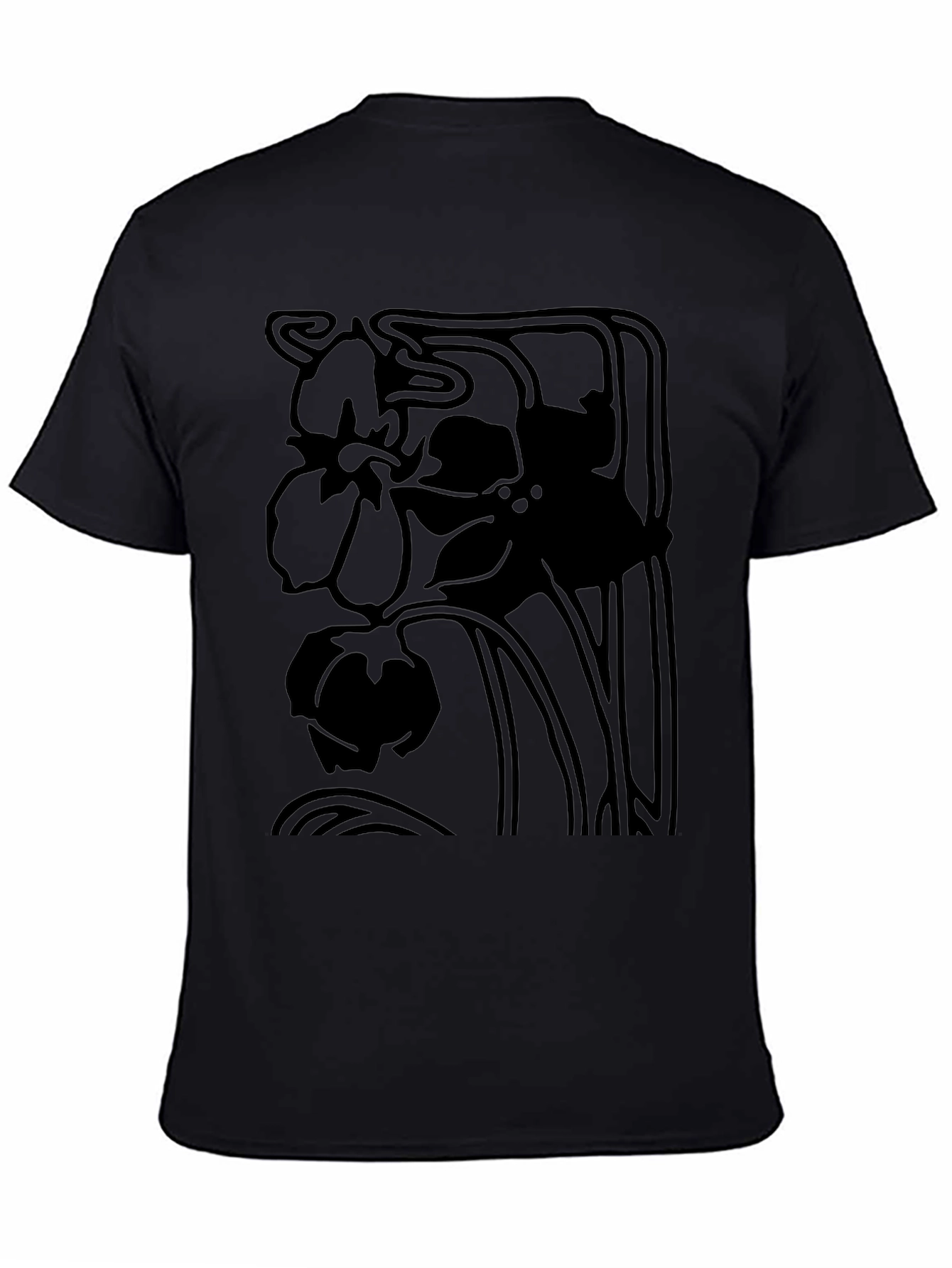 Elegant Black Floral Art Nouveau Graphic Tee