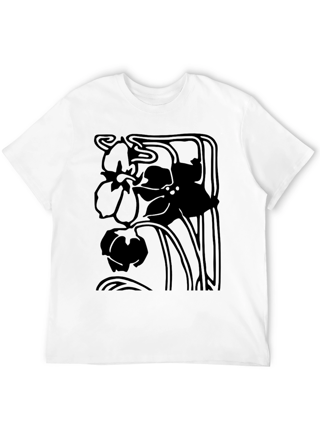 Elegant Black Floral Art Nouveau Graphic Tee