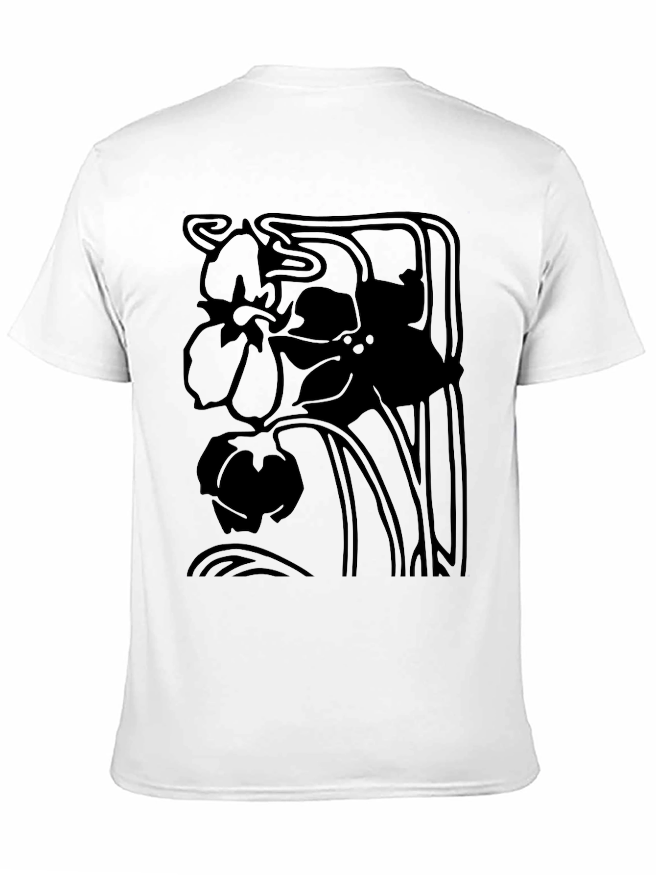 Elegant Black Floral Art Nouveau Graphic Tee