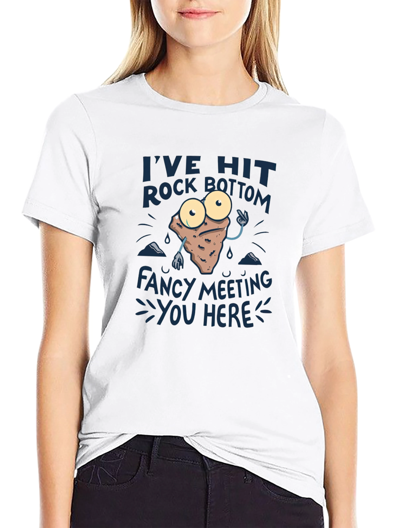 Rock Bottom Graphic Tee - Funny Mens Black T-Shirt