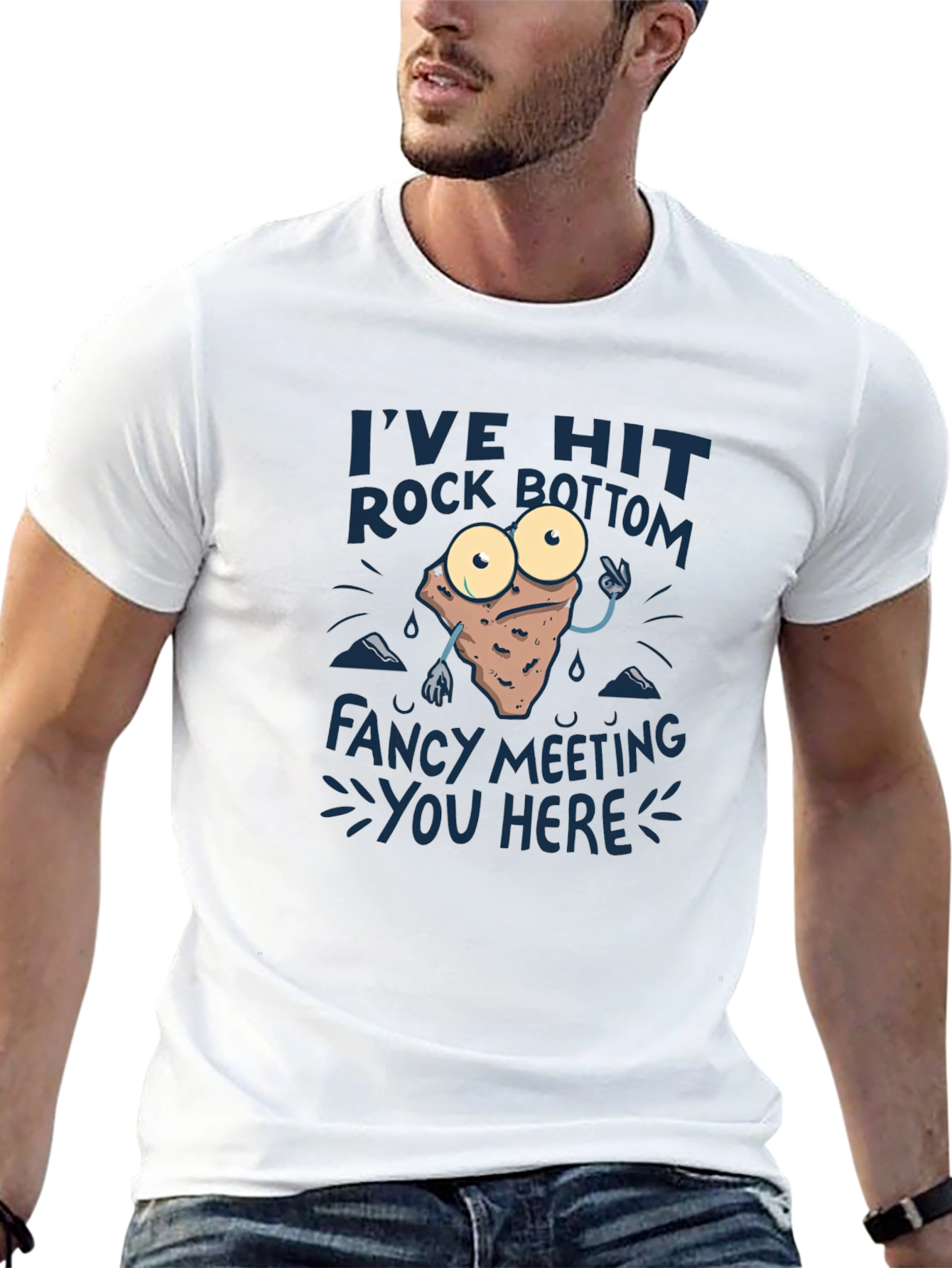 Rock Bottom Graphic Tee - Funny Mens Black T-Shirt