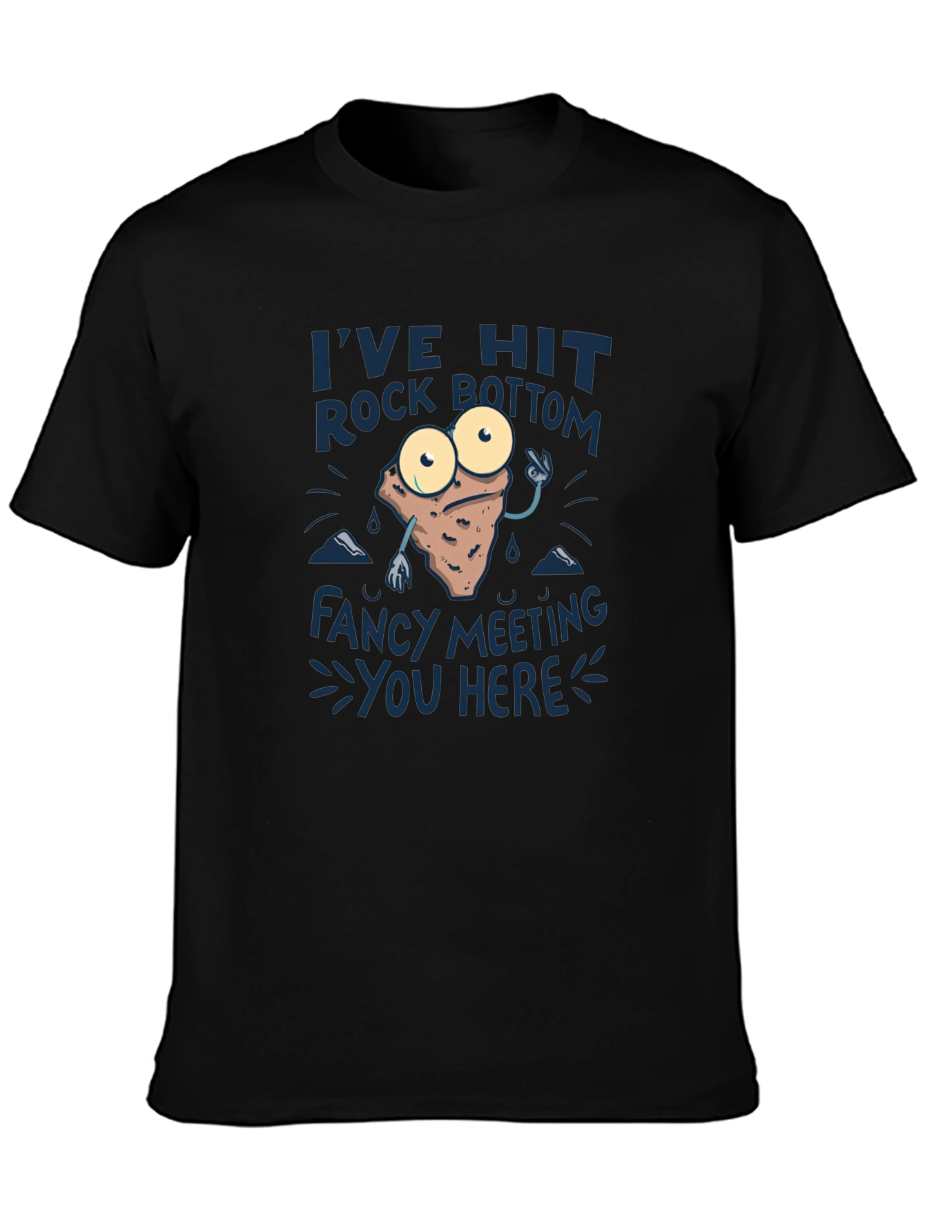 Rock Bottom Graphic Tee - Funny Mens Black T-Shirt