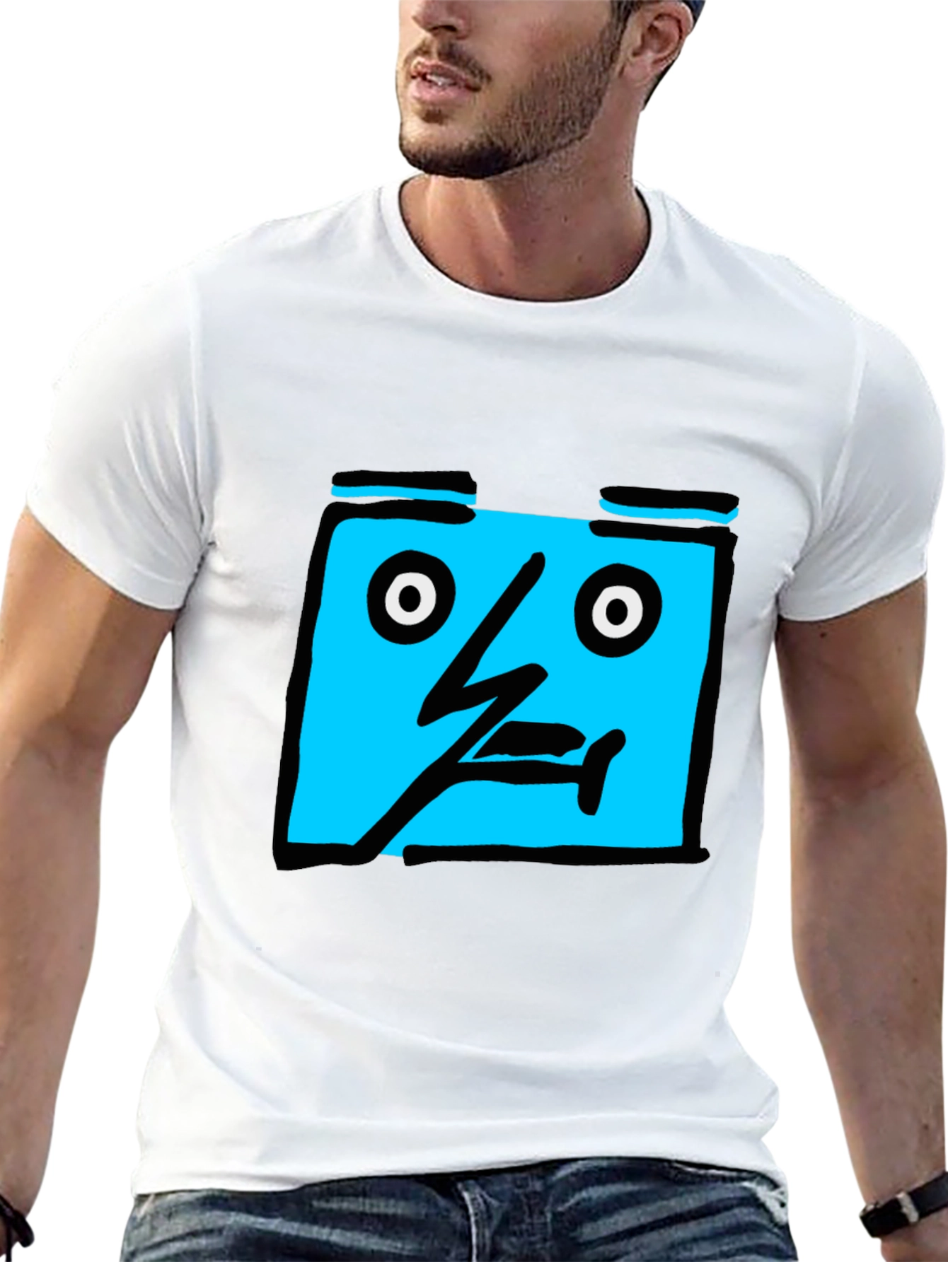 Abstract Face Graphic Black T-Shirt