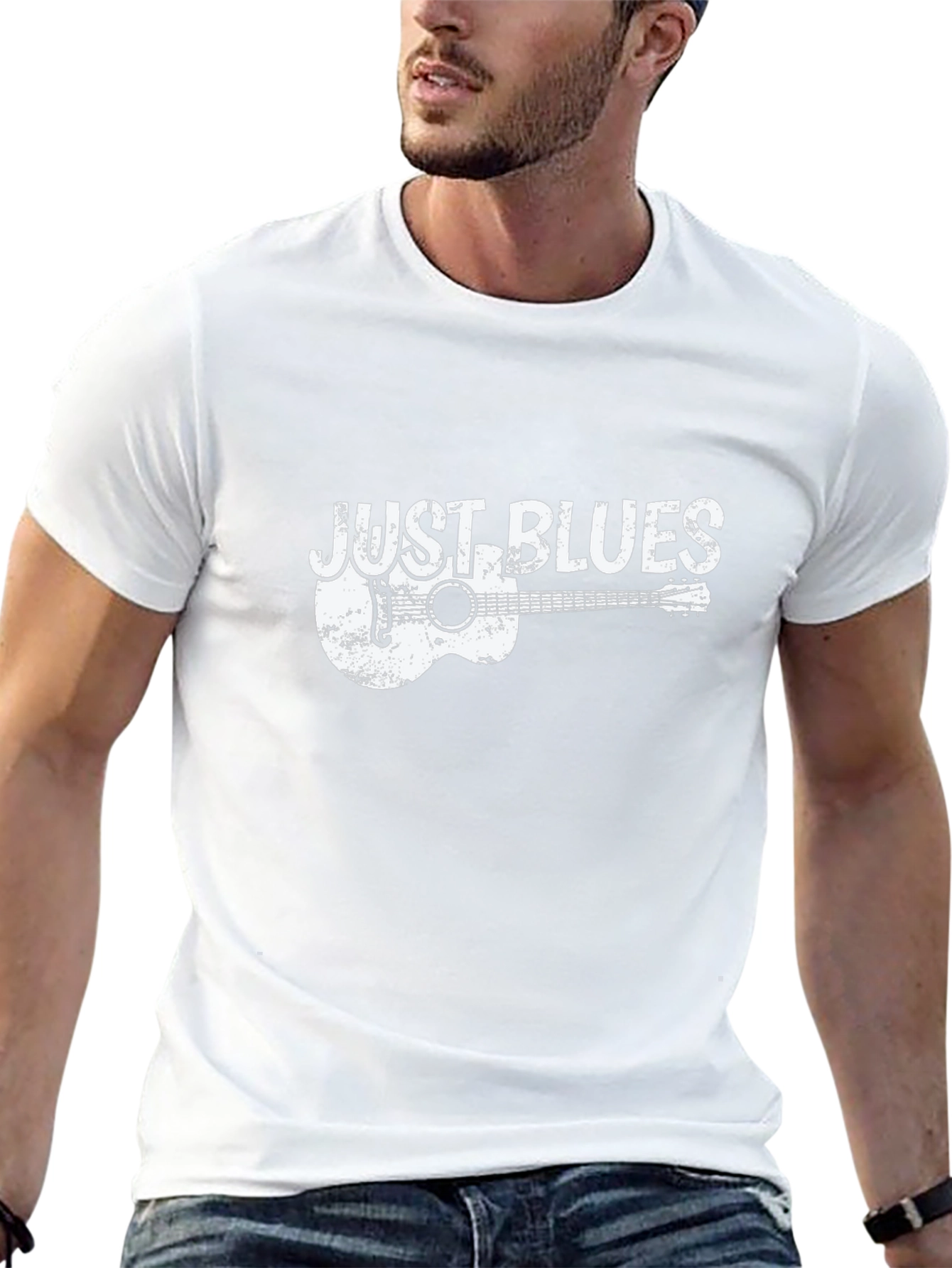 Just Blues Guitar Graphic Tee - Black Cotton T-Shirt