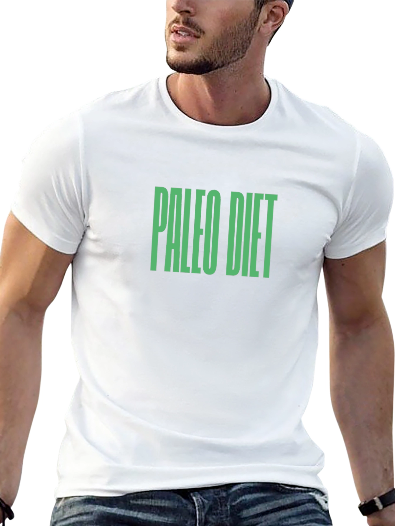 Paleo Diet T-Shirt - Bold Green Text