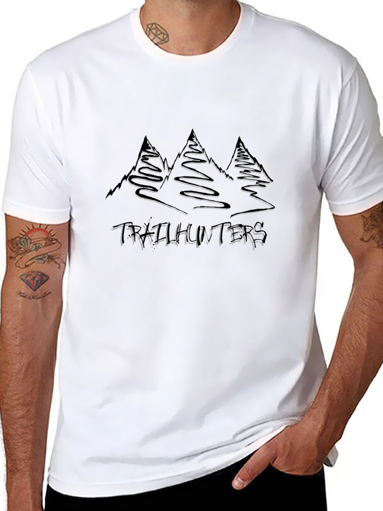 Trailhunters Black T-Shirt - Mountain Adventure