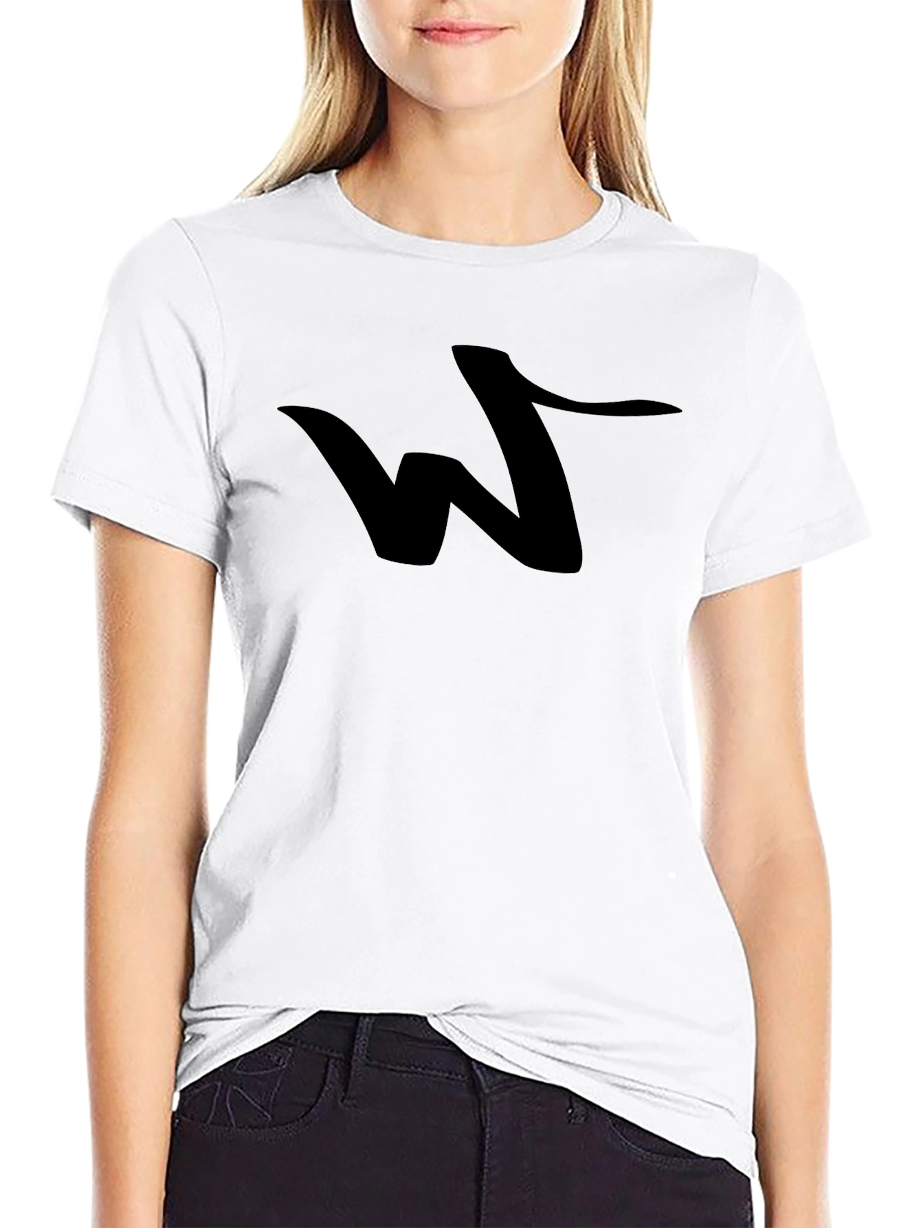 Bold Black Tee with Abstract W Design