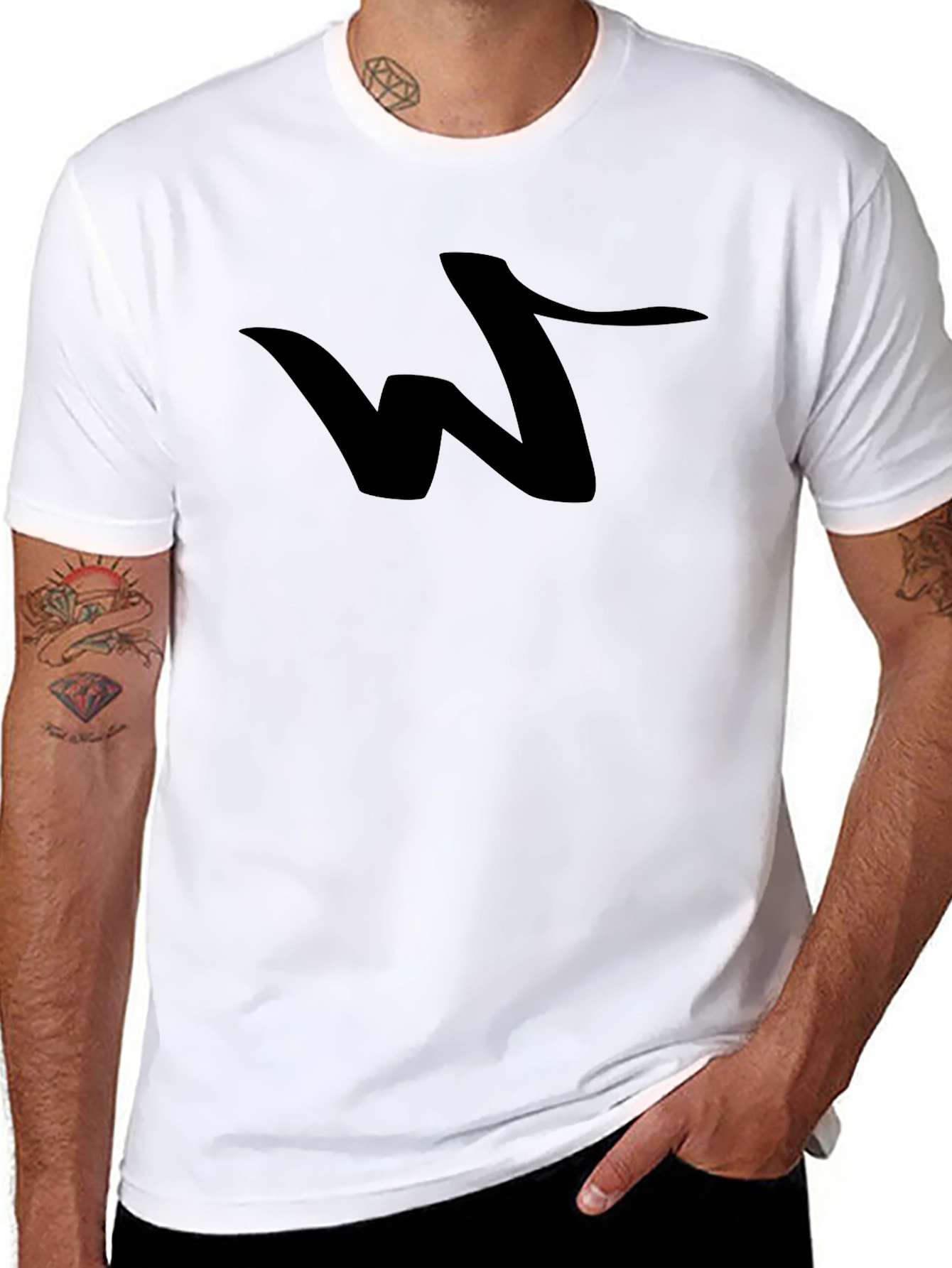 Bold Black Tee with Abstract W Design