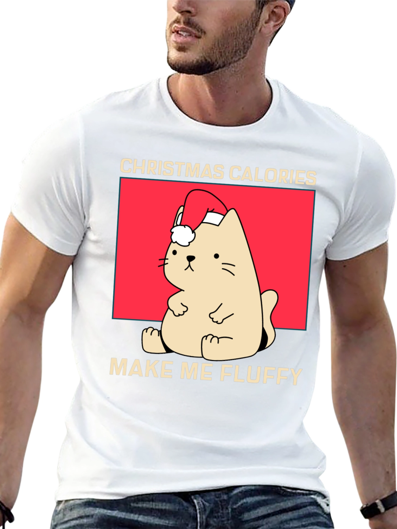 Christmas Cat Calories Fluffy T-Shirt