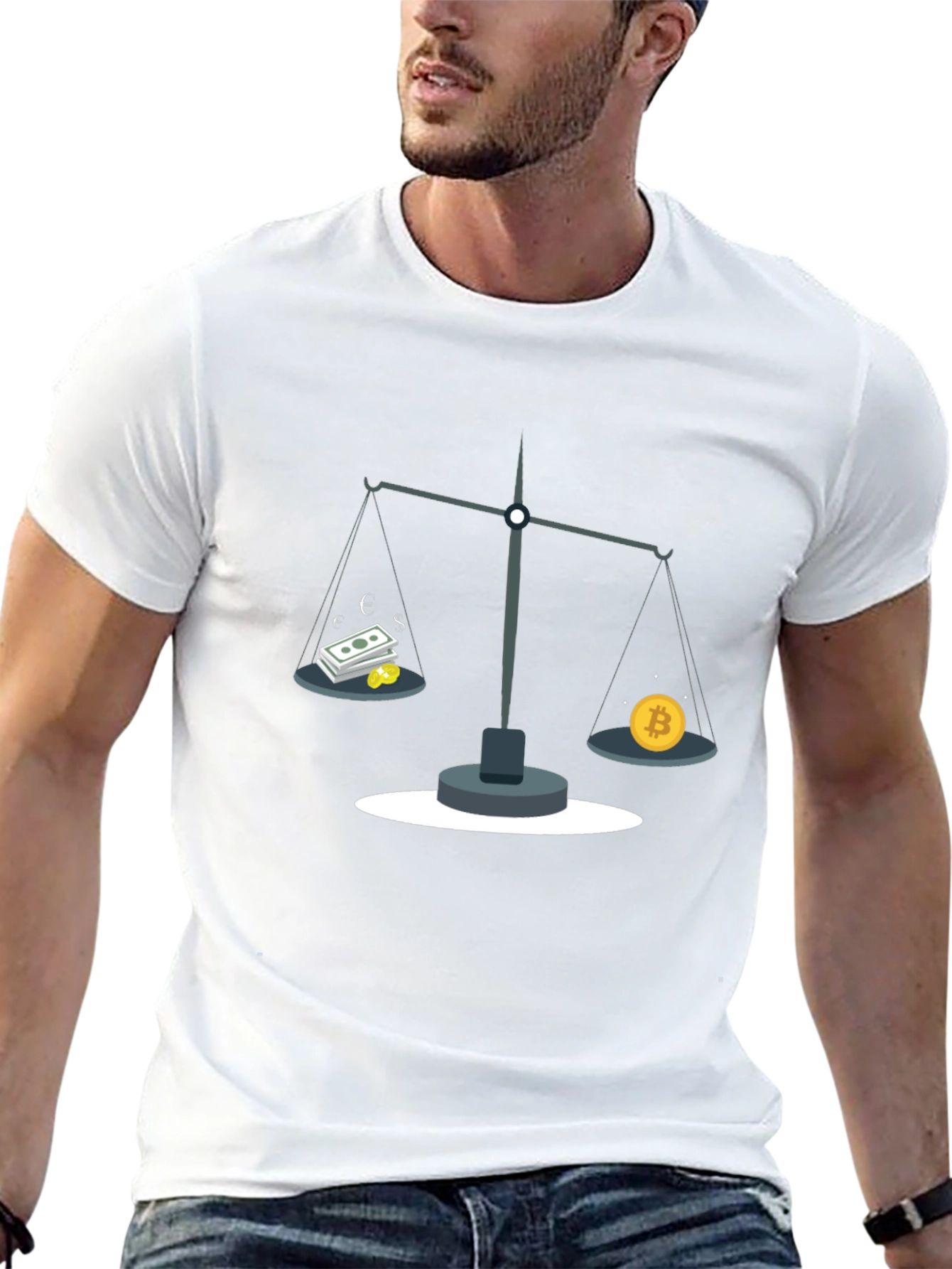 Bitcoin vs. Cash Tee - Crypto Balance T-Shirt