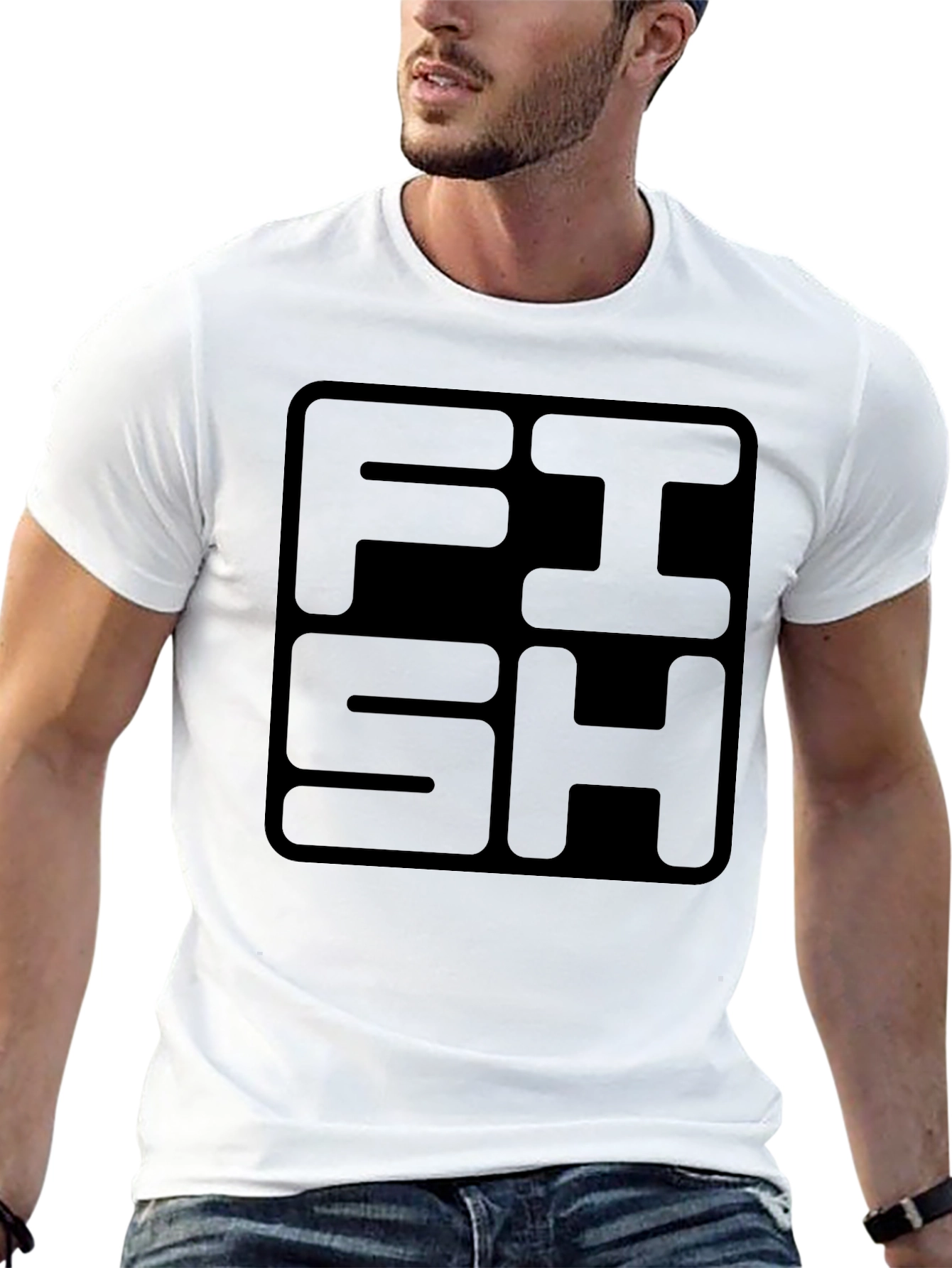 FISH Graphic Print Black T-Shirt