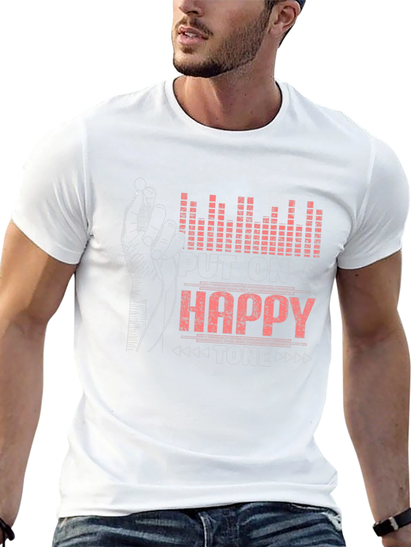 Happy Tone Graphic Tee - Black Cotton T-Shirt