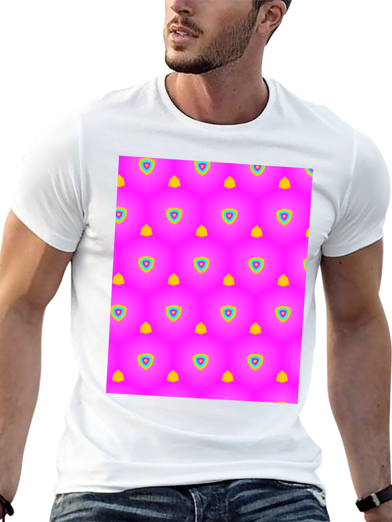 Vibrant Pattern Black T-Shirt