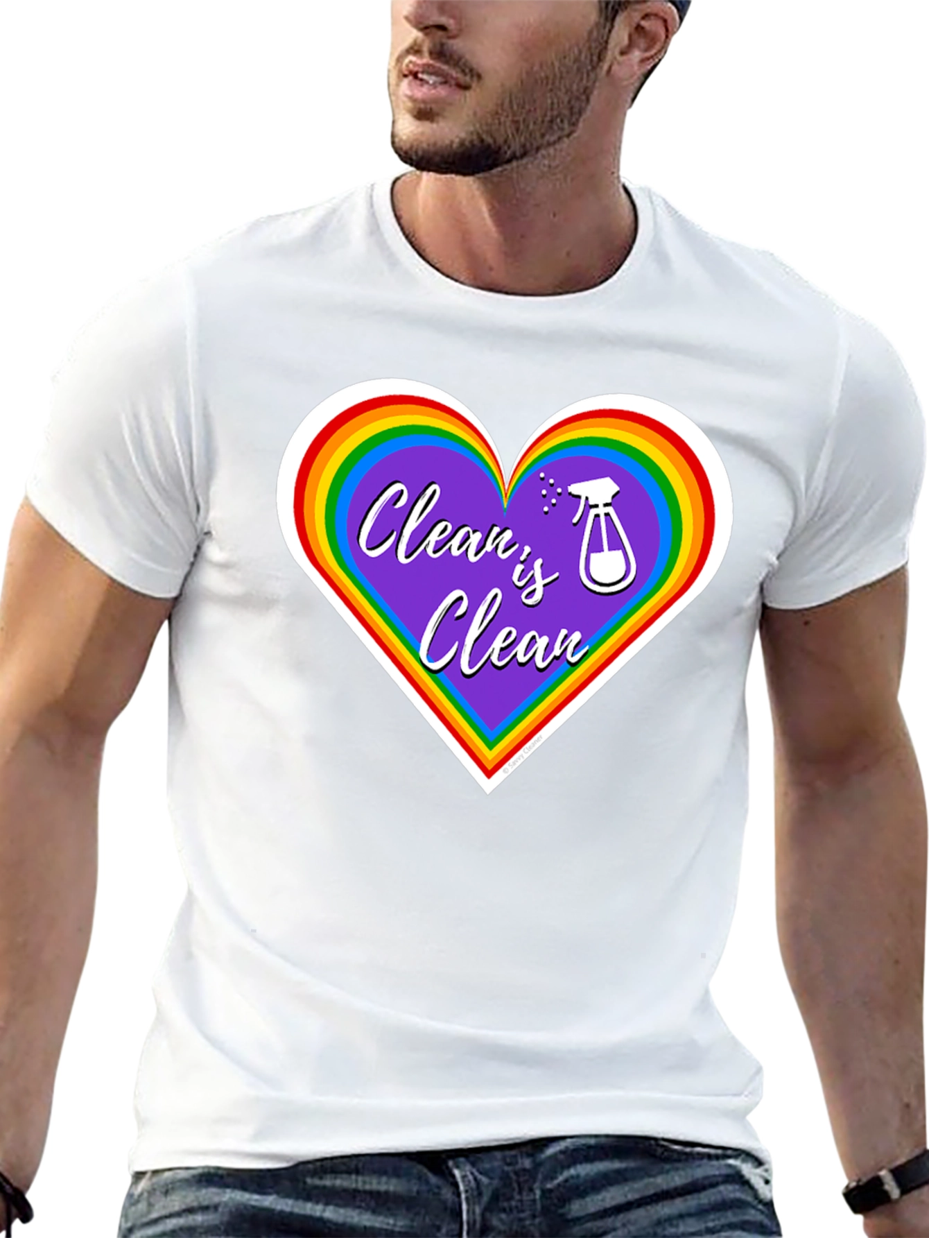 Clean is Clean Rainbow Heart T-Shirt