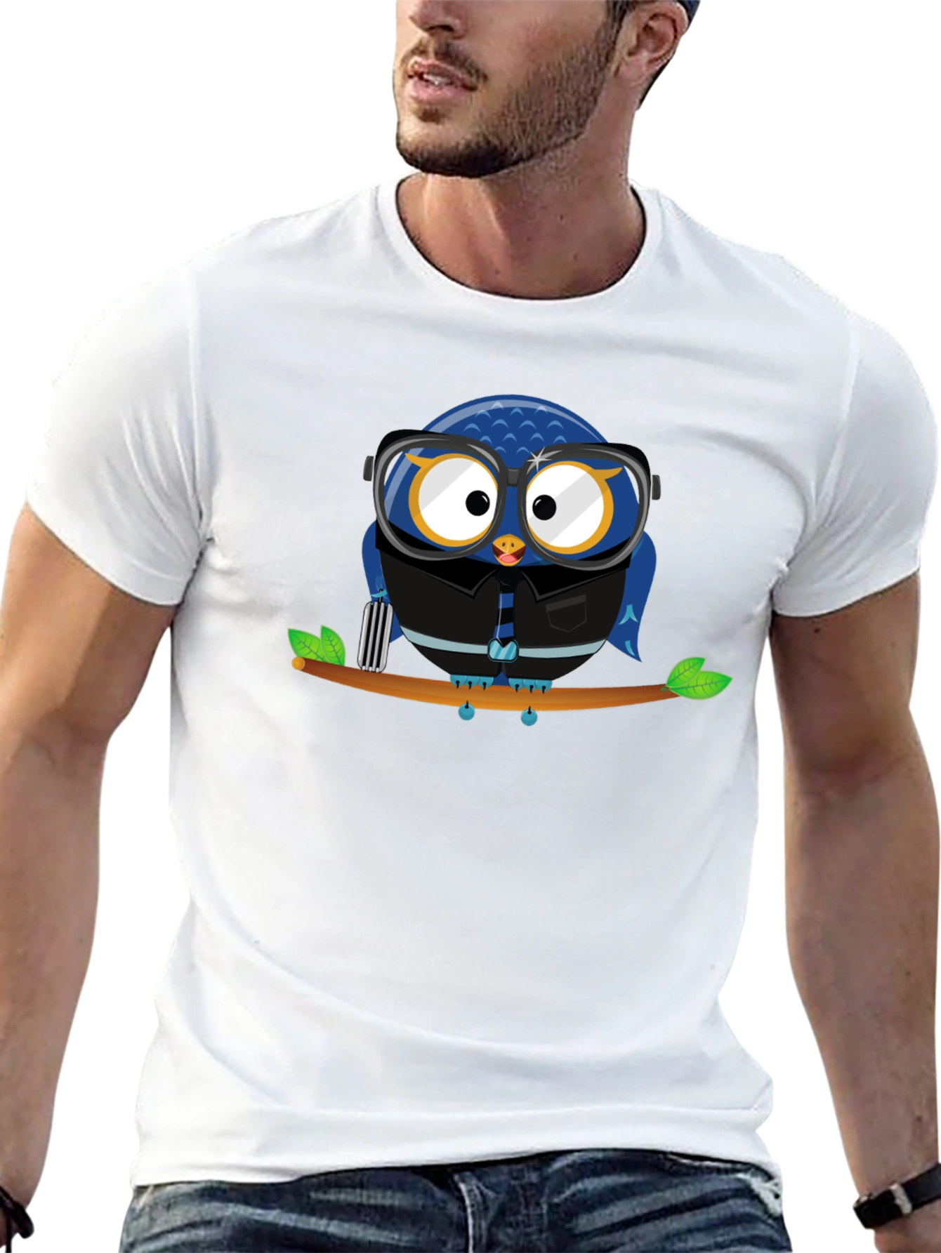Owl Lover Graphic Tee - Black Cotton T-Shirt