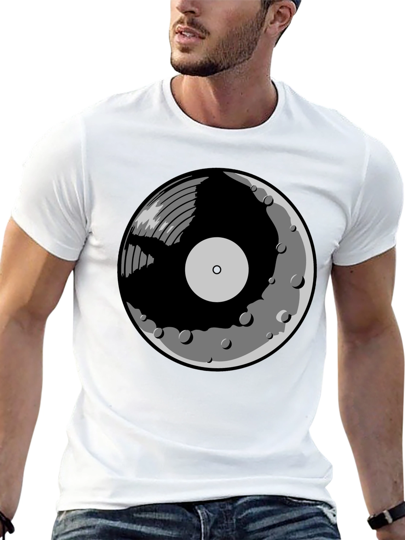 Vinyl Moon Graphic Tee - Music Lover Shirt