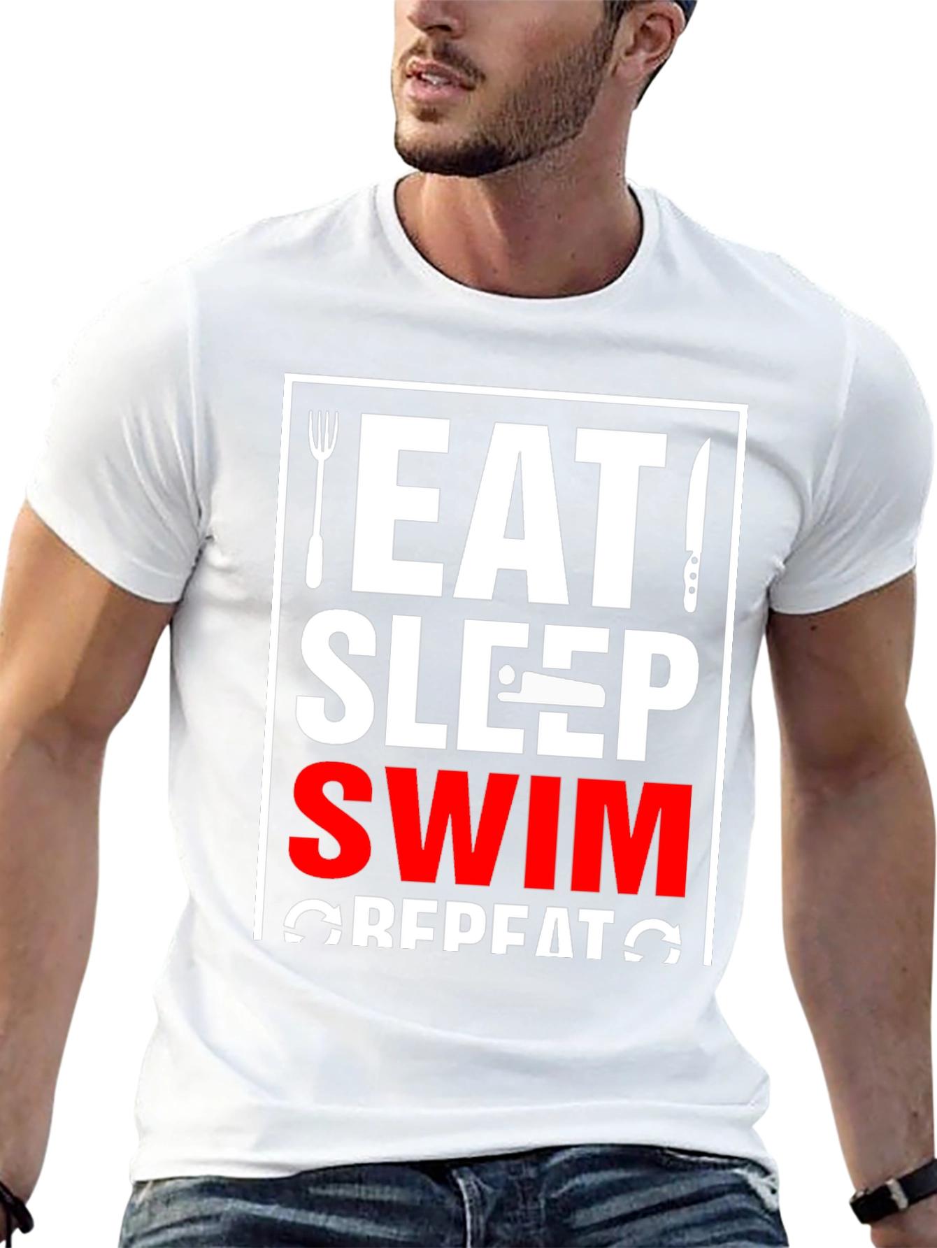 Eat Sleep Swim Repeat Black T-Shirt